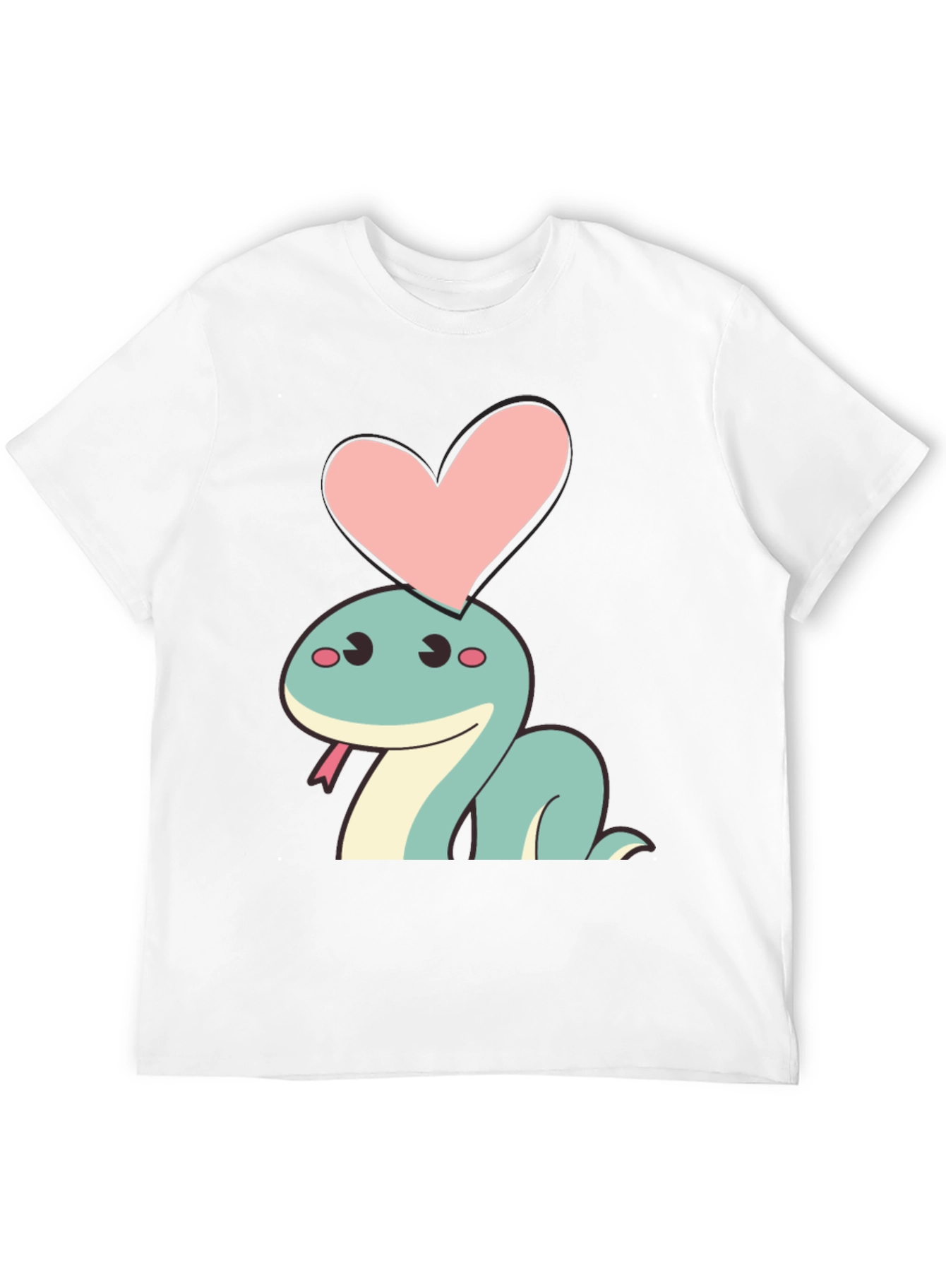 Cute Cartoon Snake Heart Graphic T-Shirt