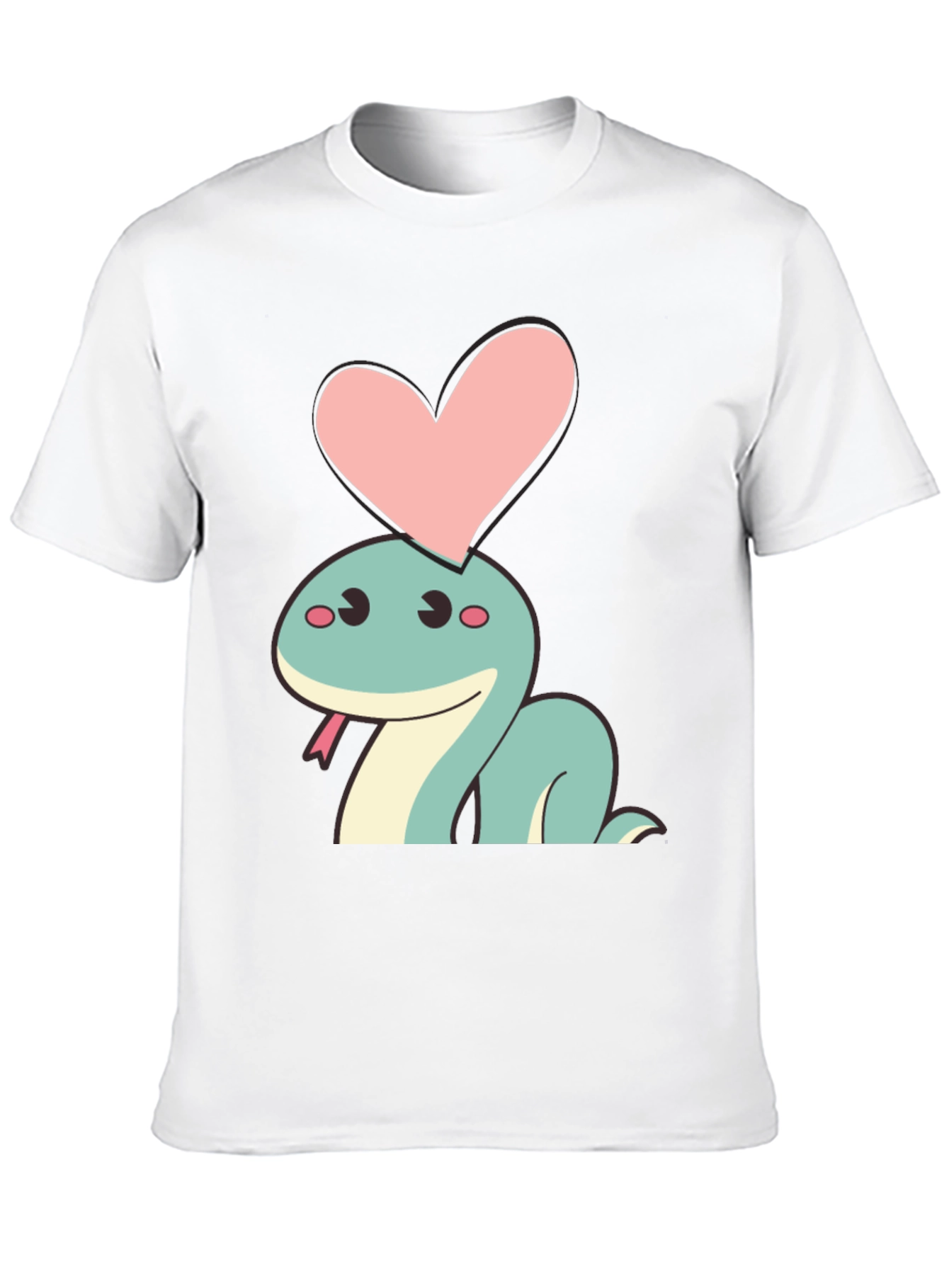 Cute Cartoon Snake Heart Graphic T-Shirt