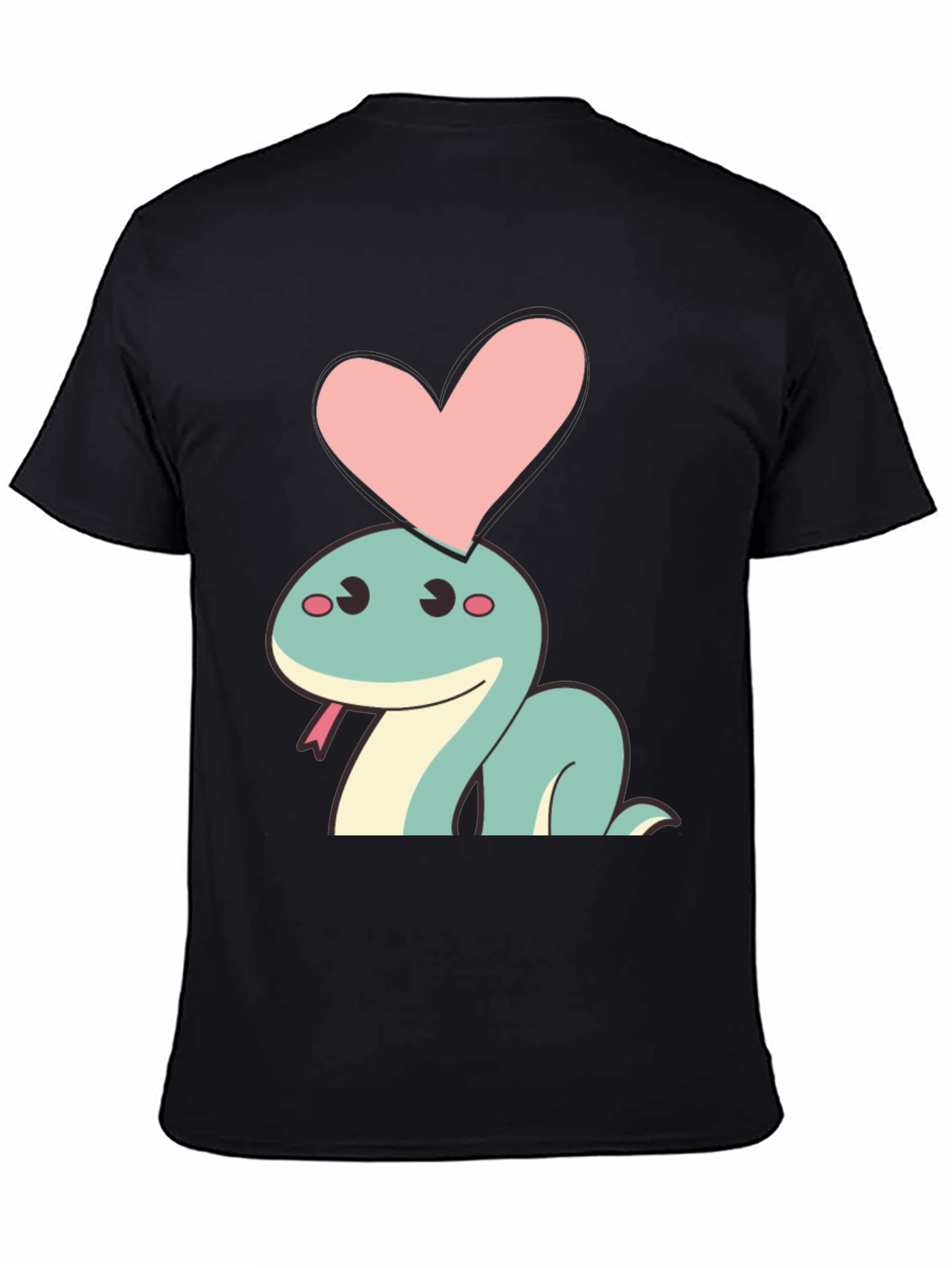 Cute Cartoon Snake Heart Graphic T-Shirt