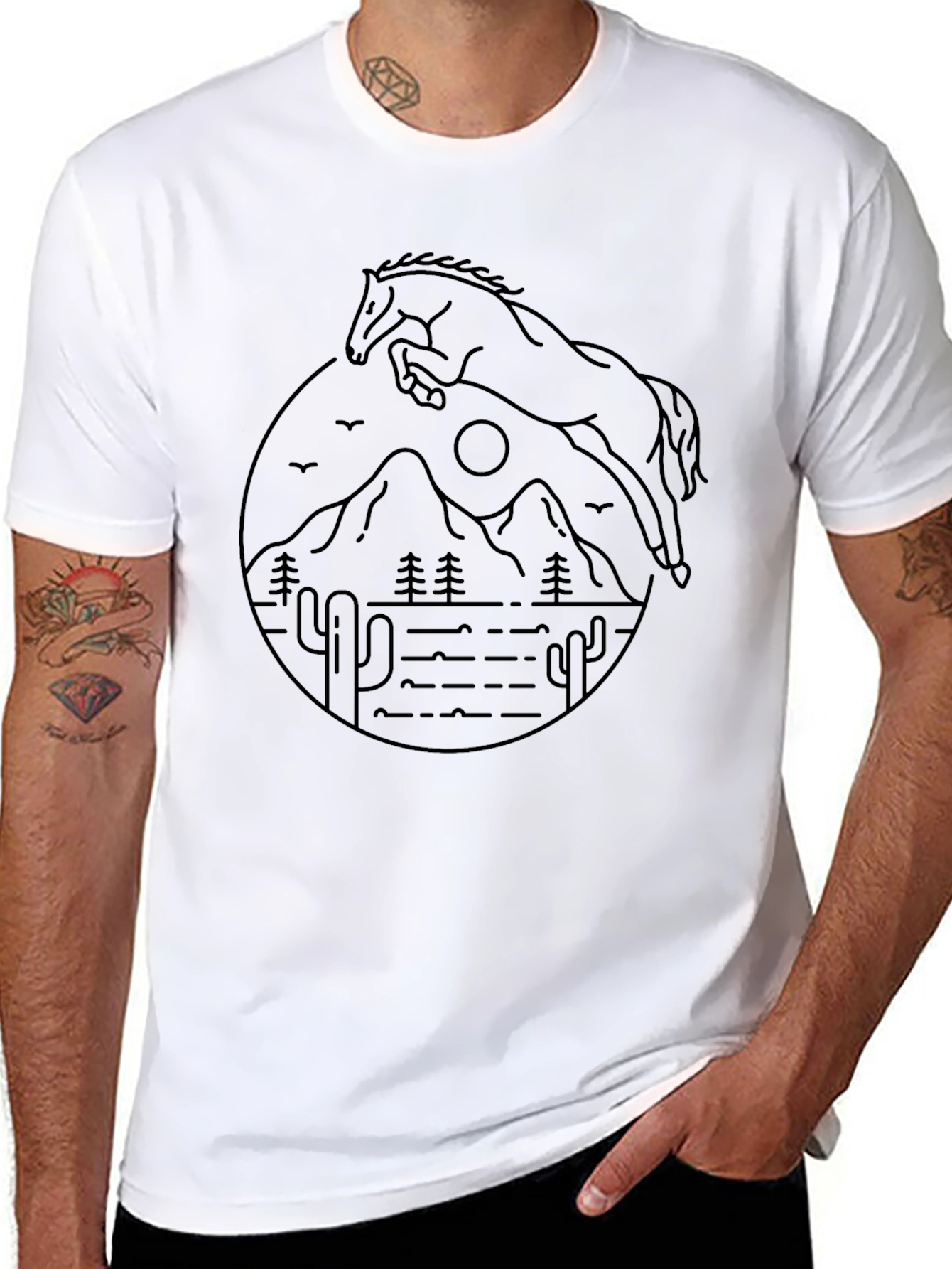 Horse Mountain Graphic Tee - Black Cotton Blend