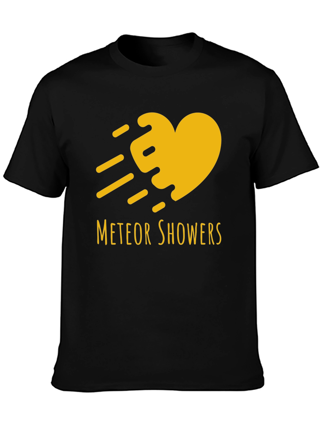Meteor Showers Heart Graphic Black T-Shirt