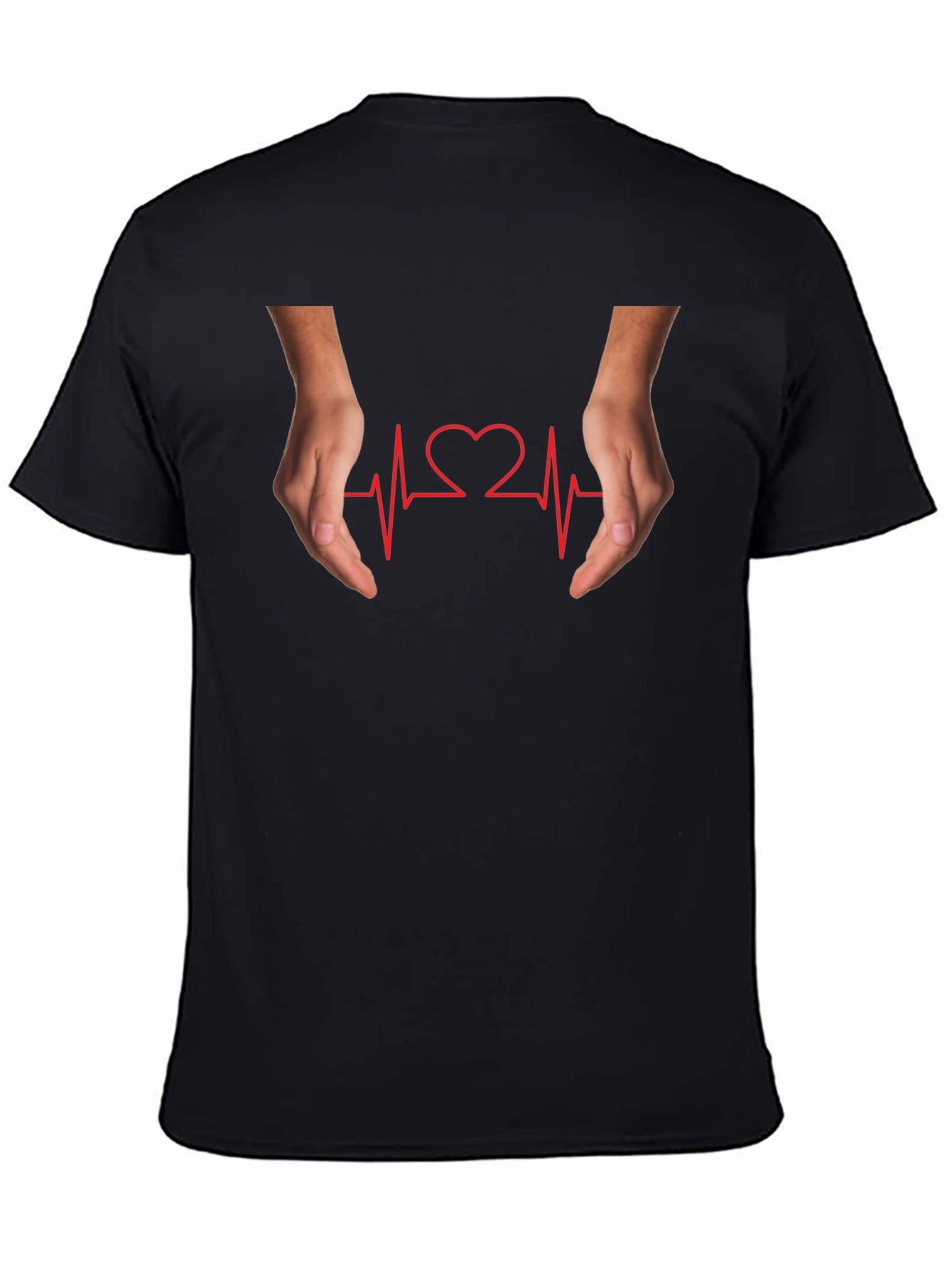 Heartbeat Hands Graphic Black T-Shirt
