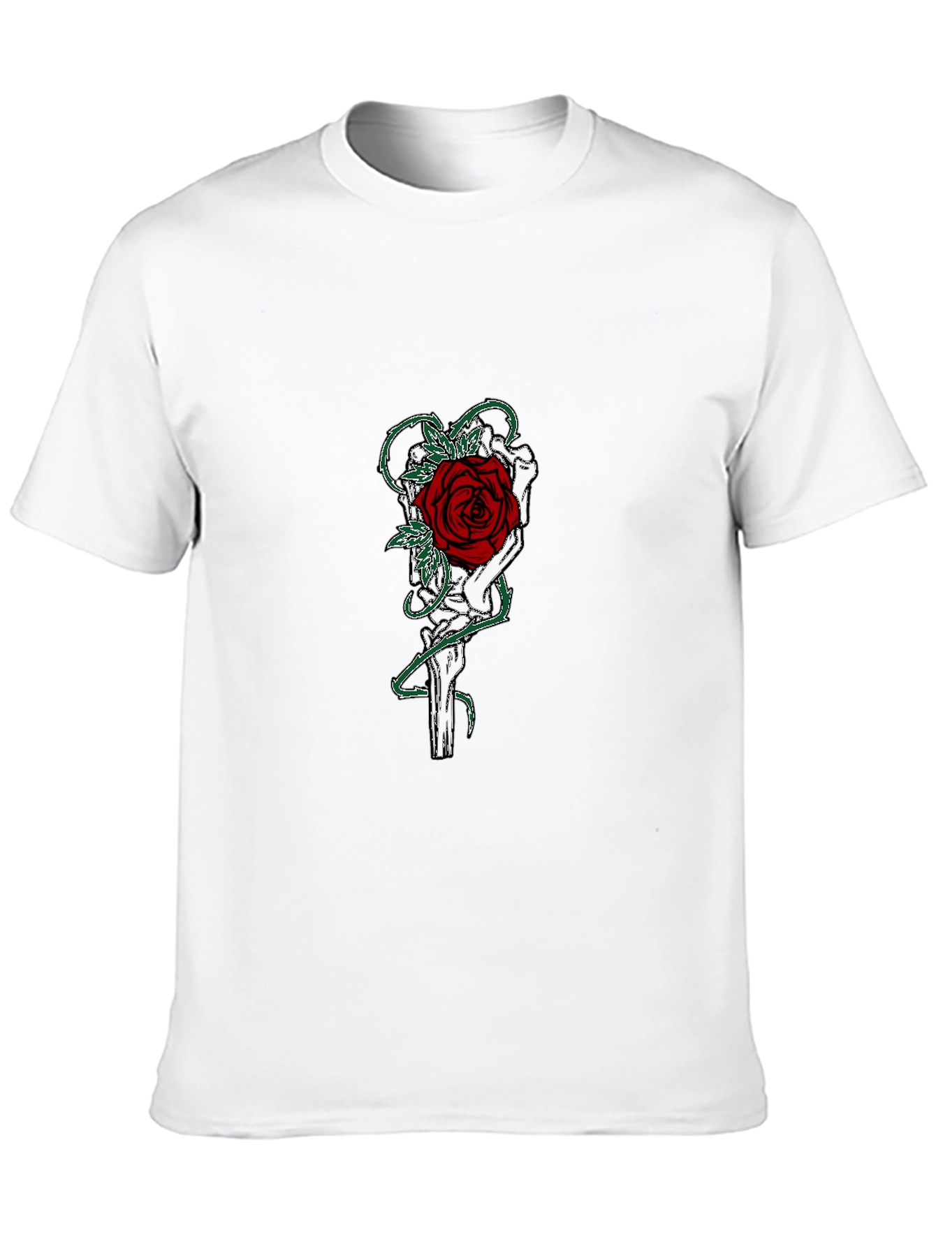 Gothic Rose Skeleton Hand Graphic T-Shirt