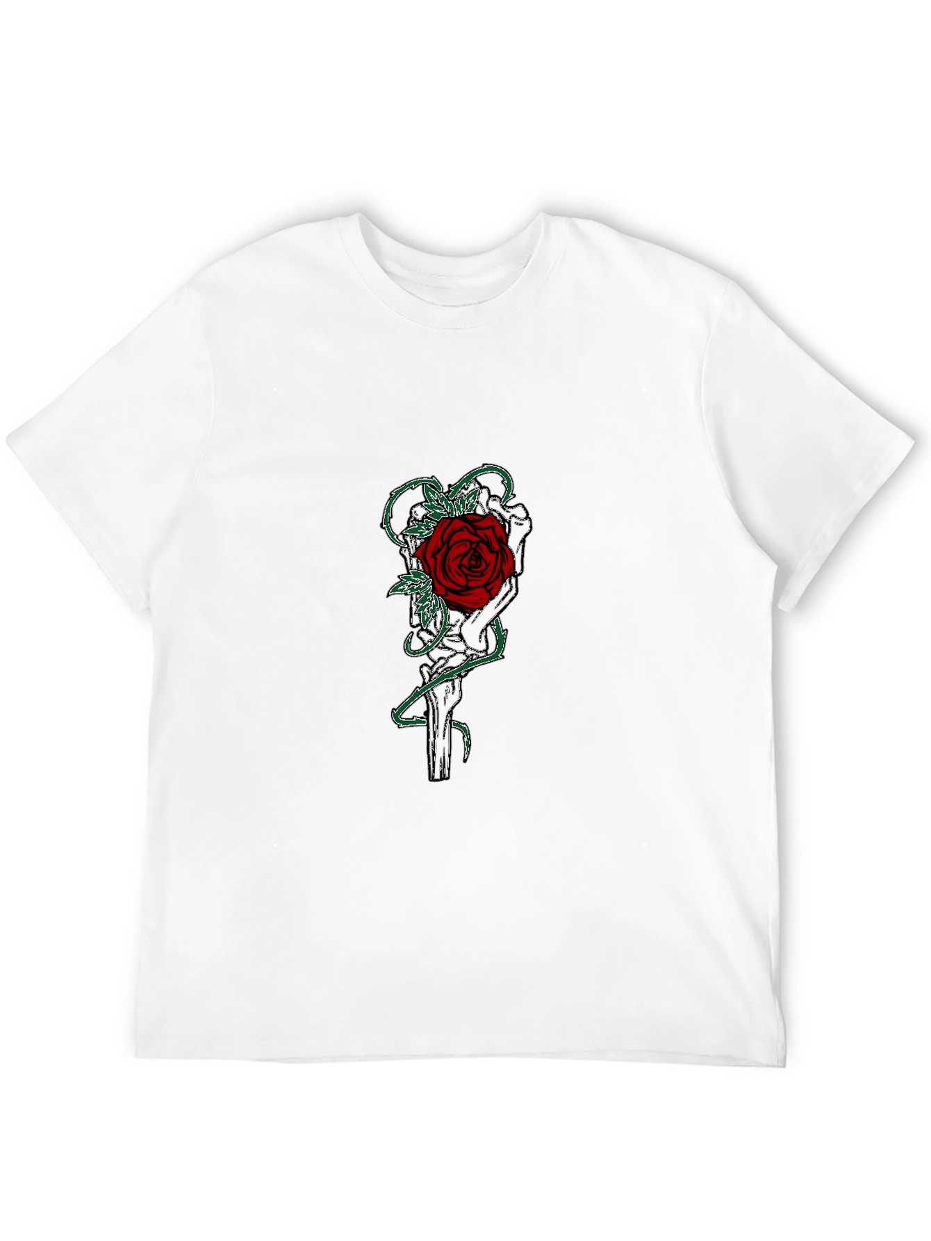 Gothic Rose Skeleton Hand Graphic T-Shirt
