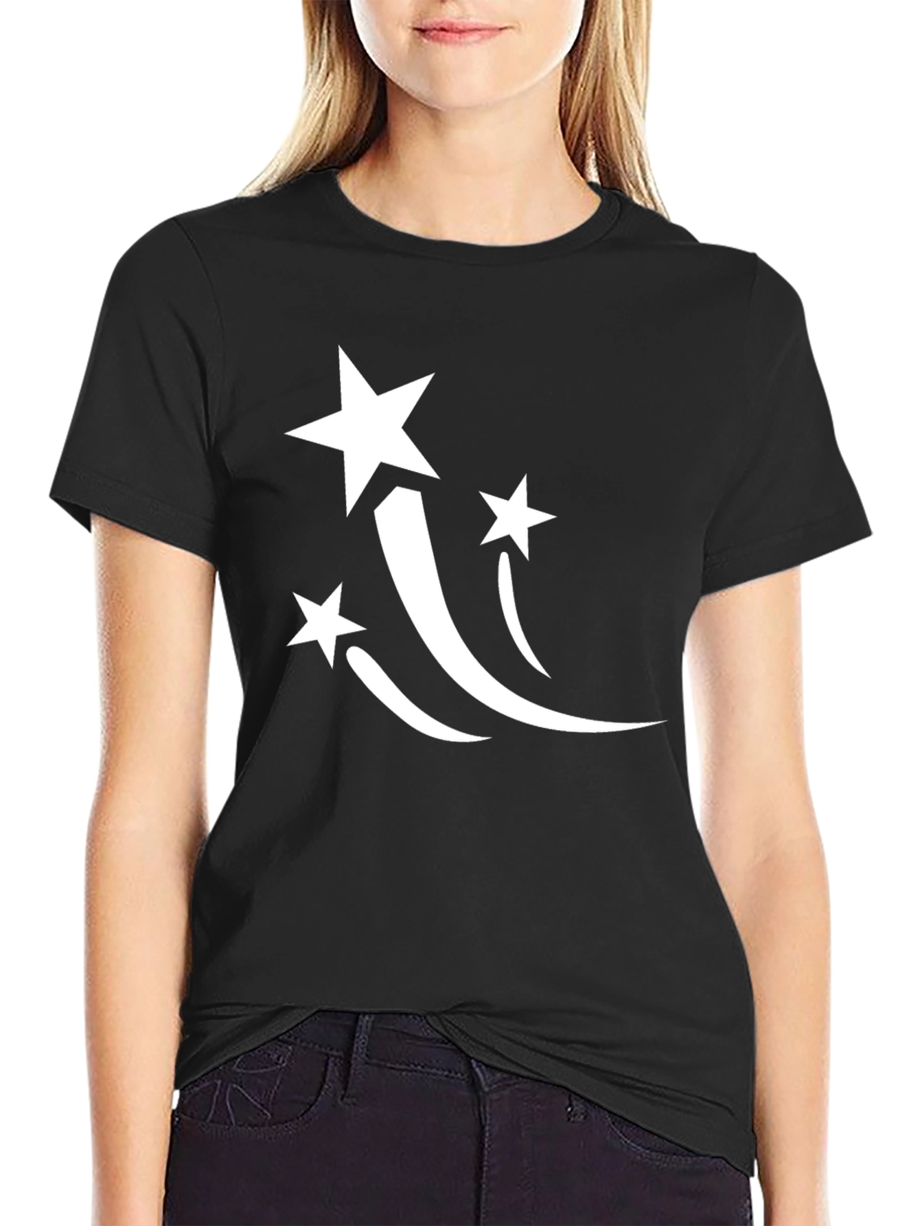 Stylish Black T-Shirt with White Star Graphic