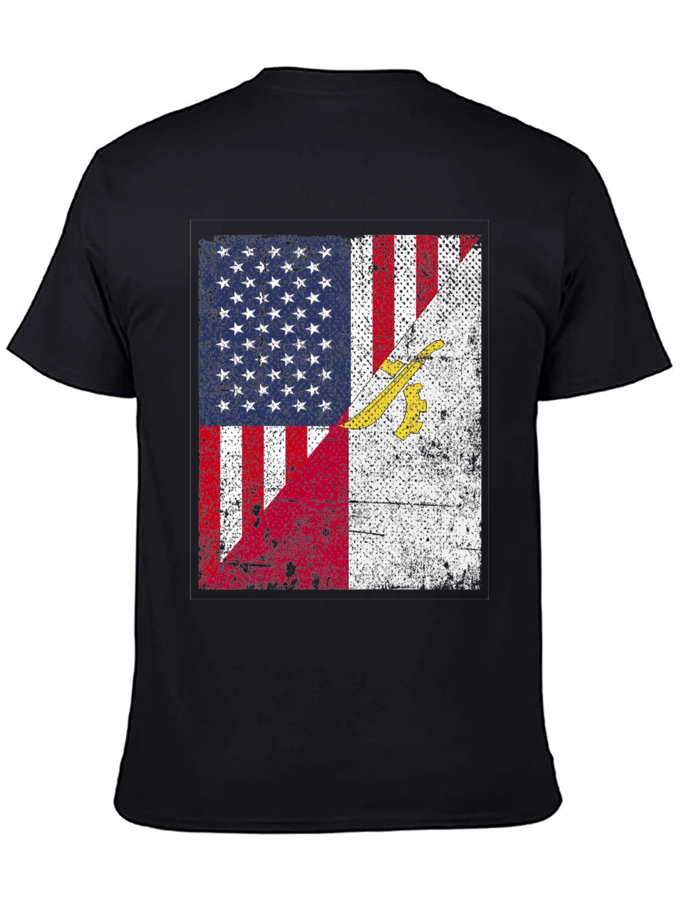 USA & Gadsden Flag Distressed Graphic T-Shirt