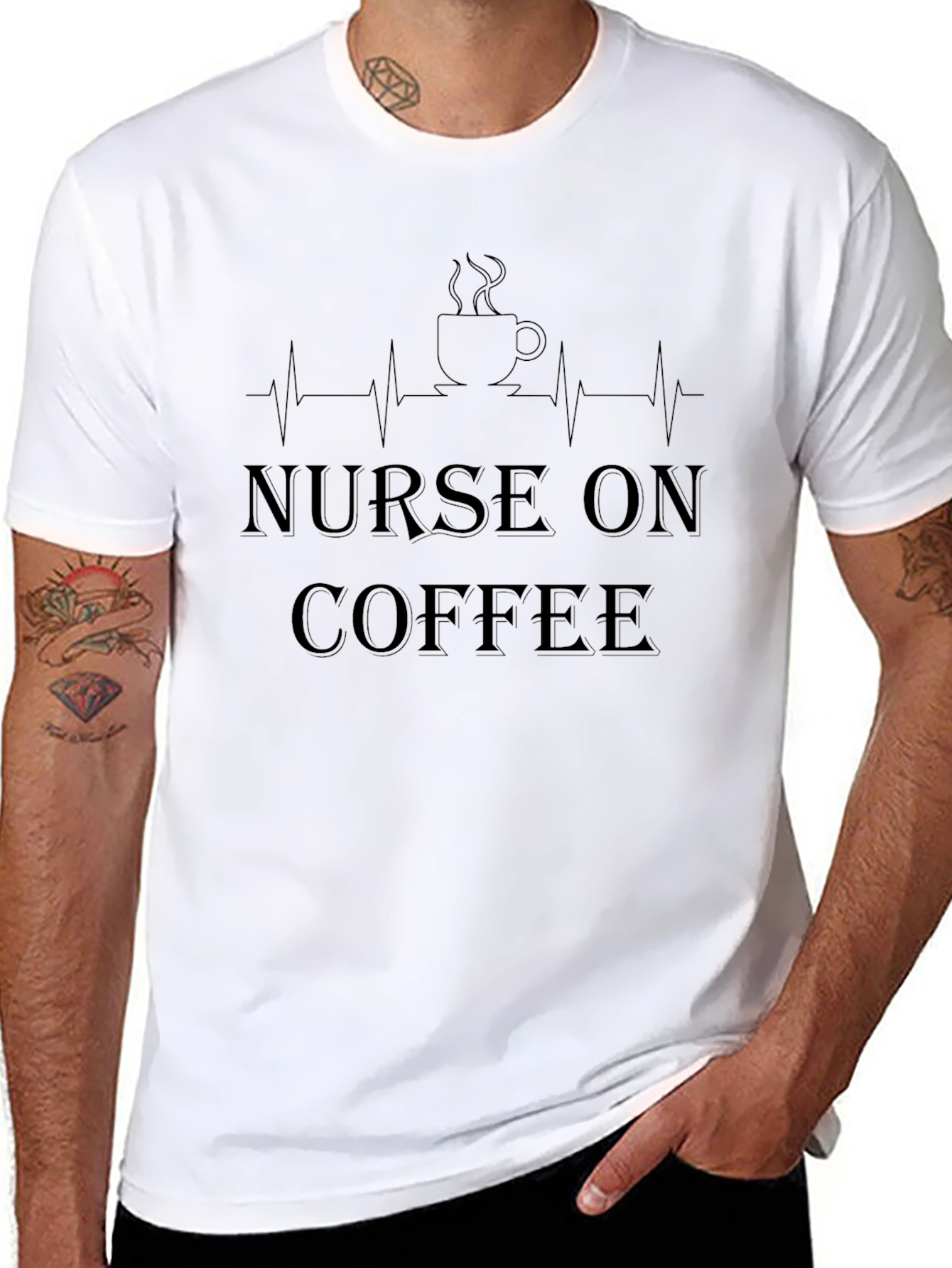Nurse On Coffee Black T-Shirt