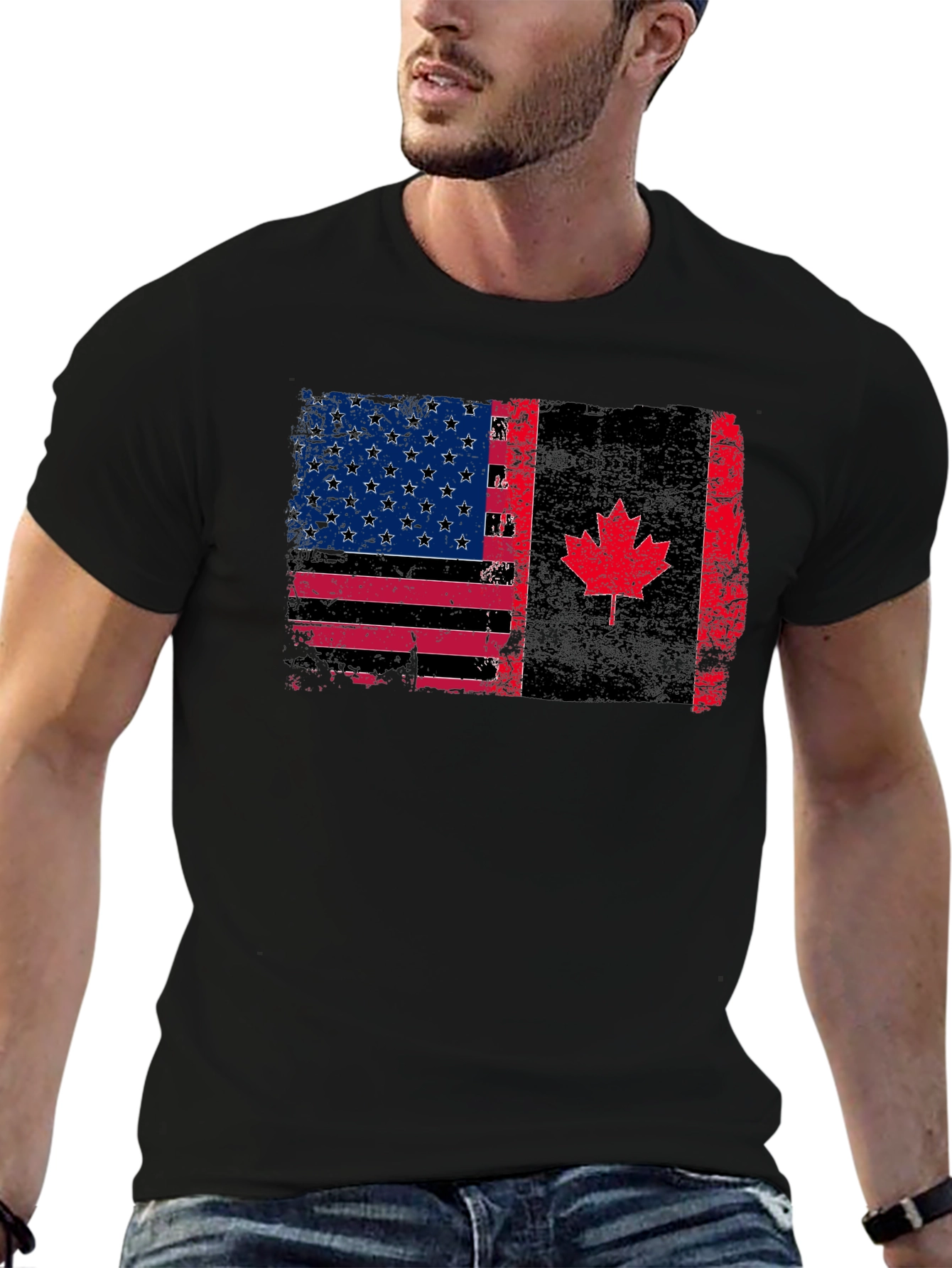 USA Canada Flag T-Shirt - Patriotic Design