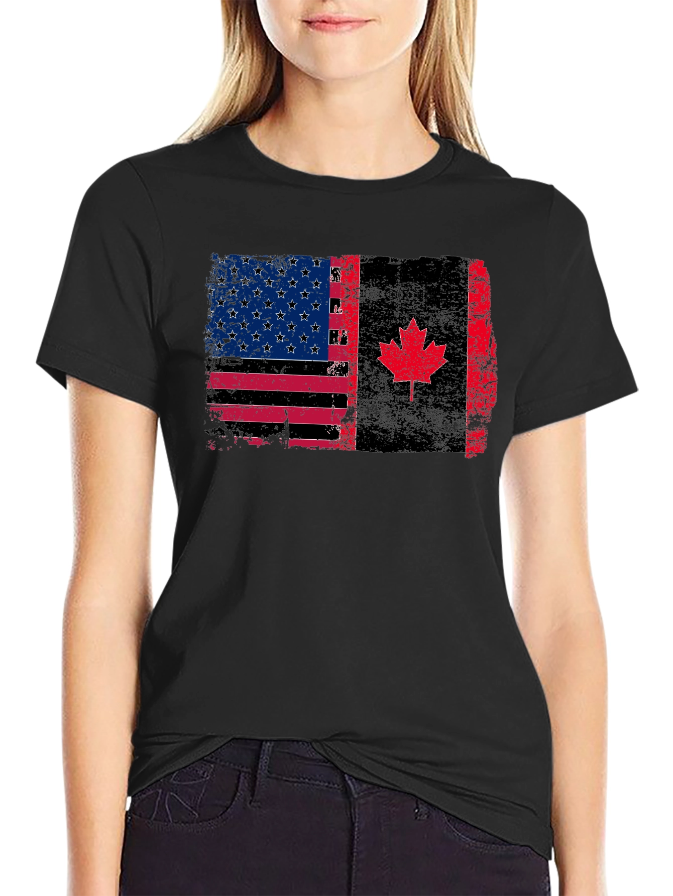 USA Canada Flag T-Shirt - Patriotic Design