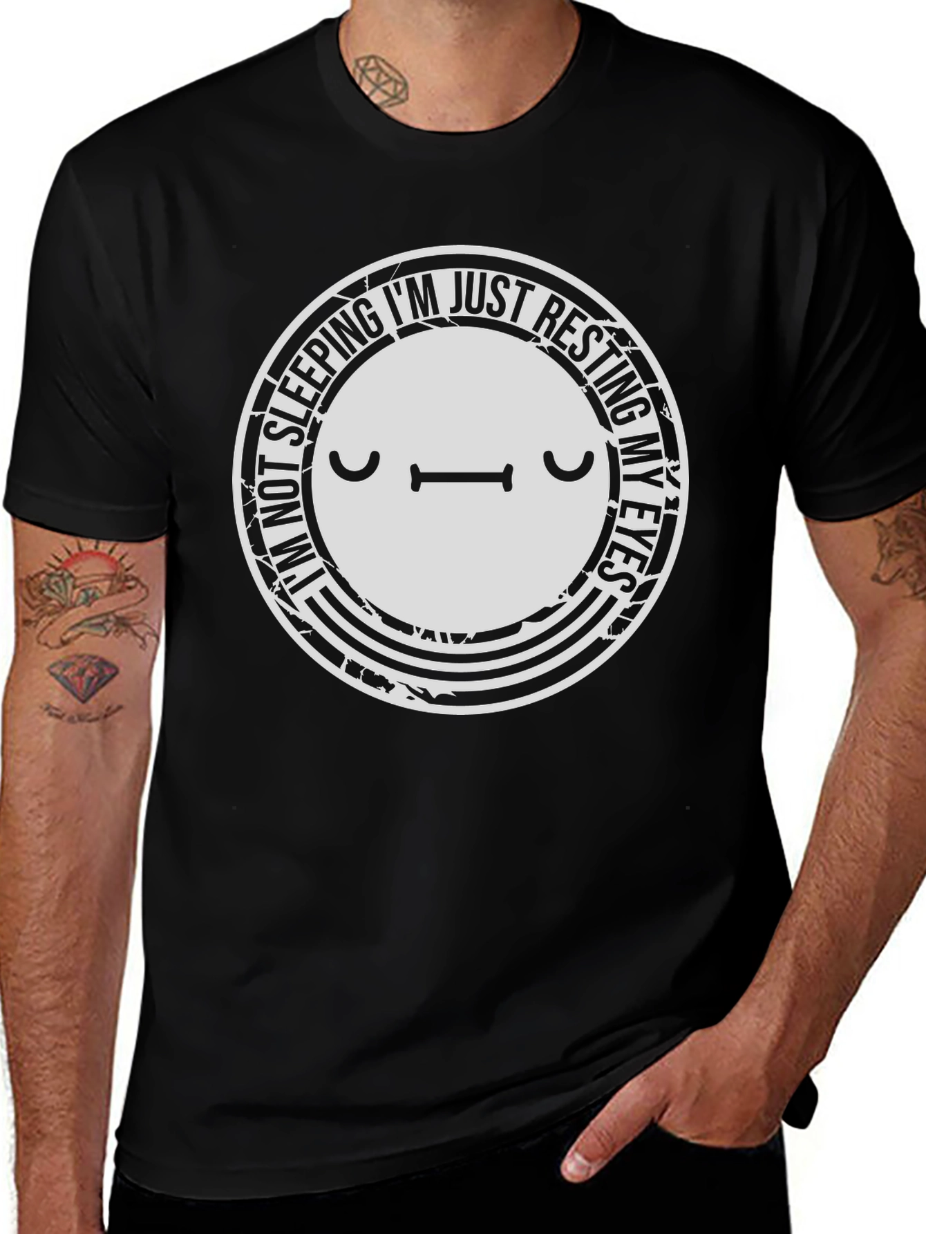 Resting Eyes Graphic T-Shirt - Funny Sleepy Tee