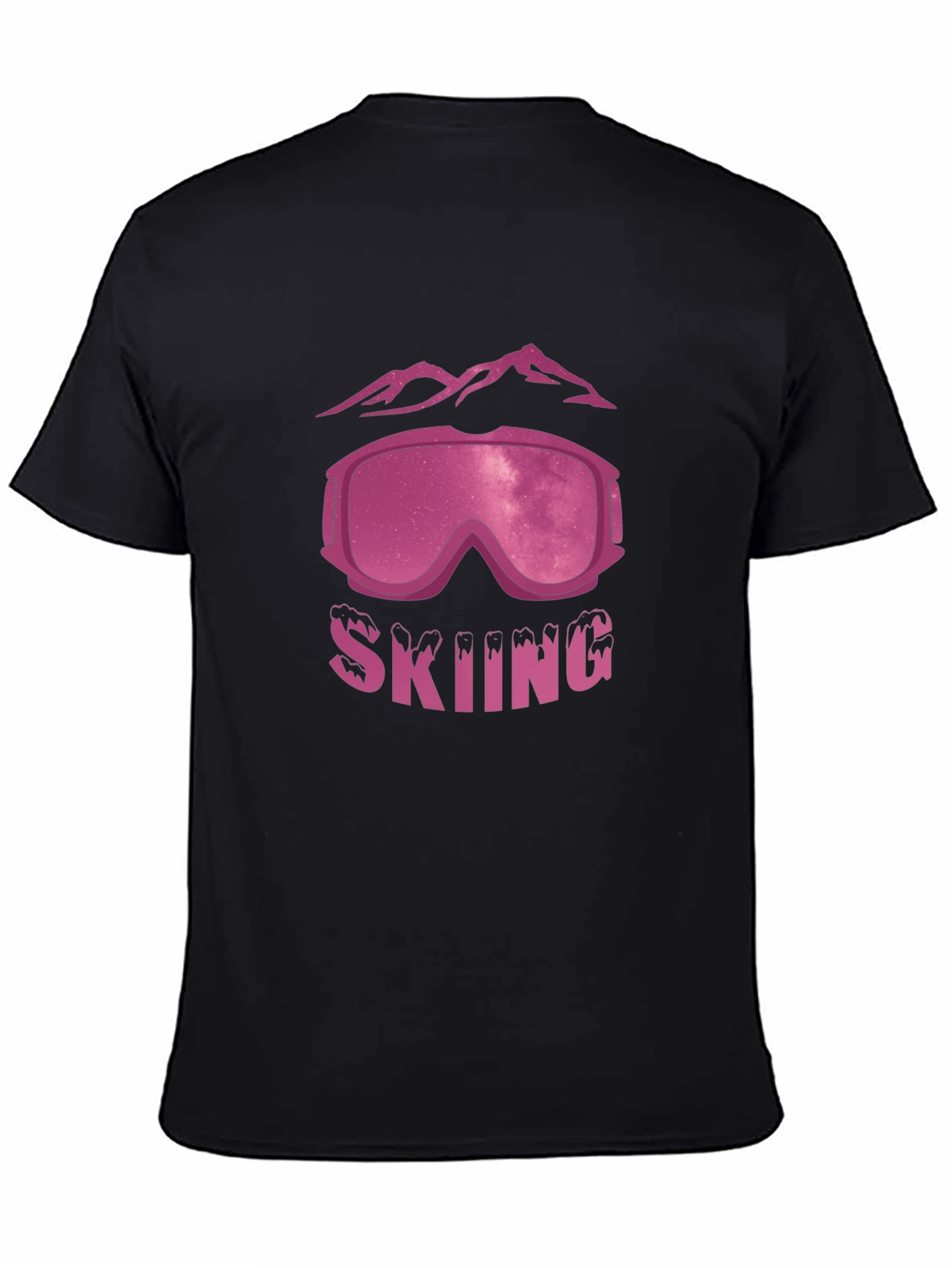 Skiing T-Shirt with Mountains and Goggles Design