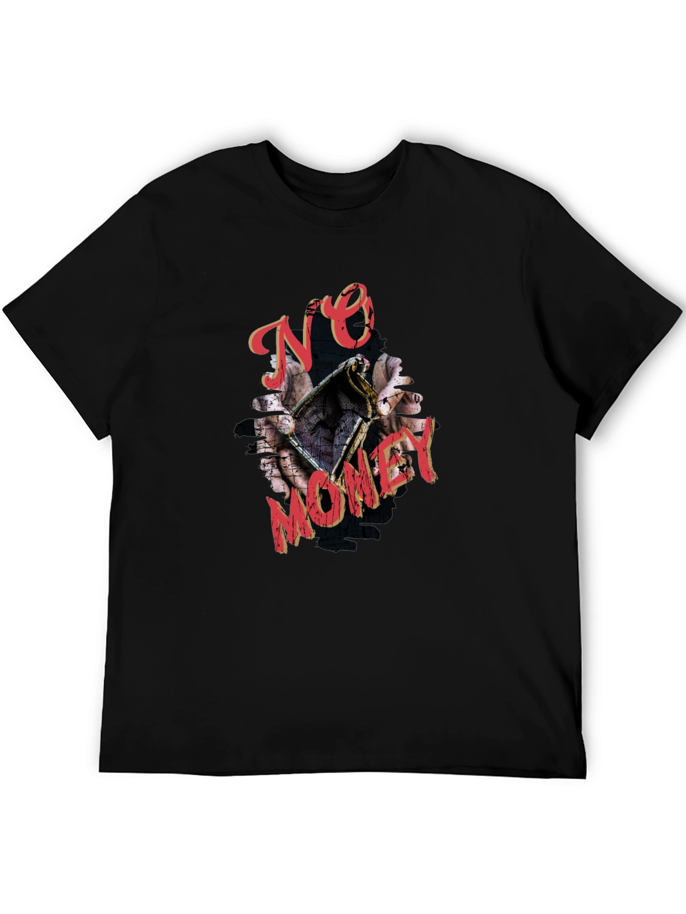 No Money Graphic Print Black T-Shirt