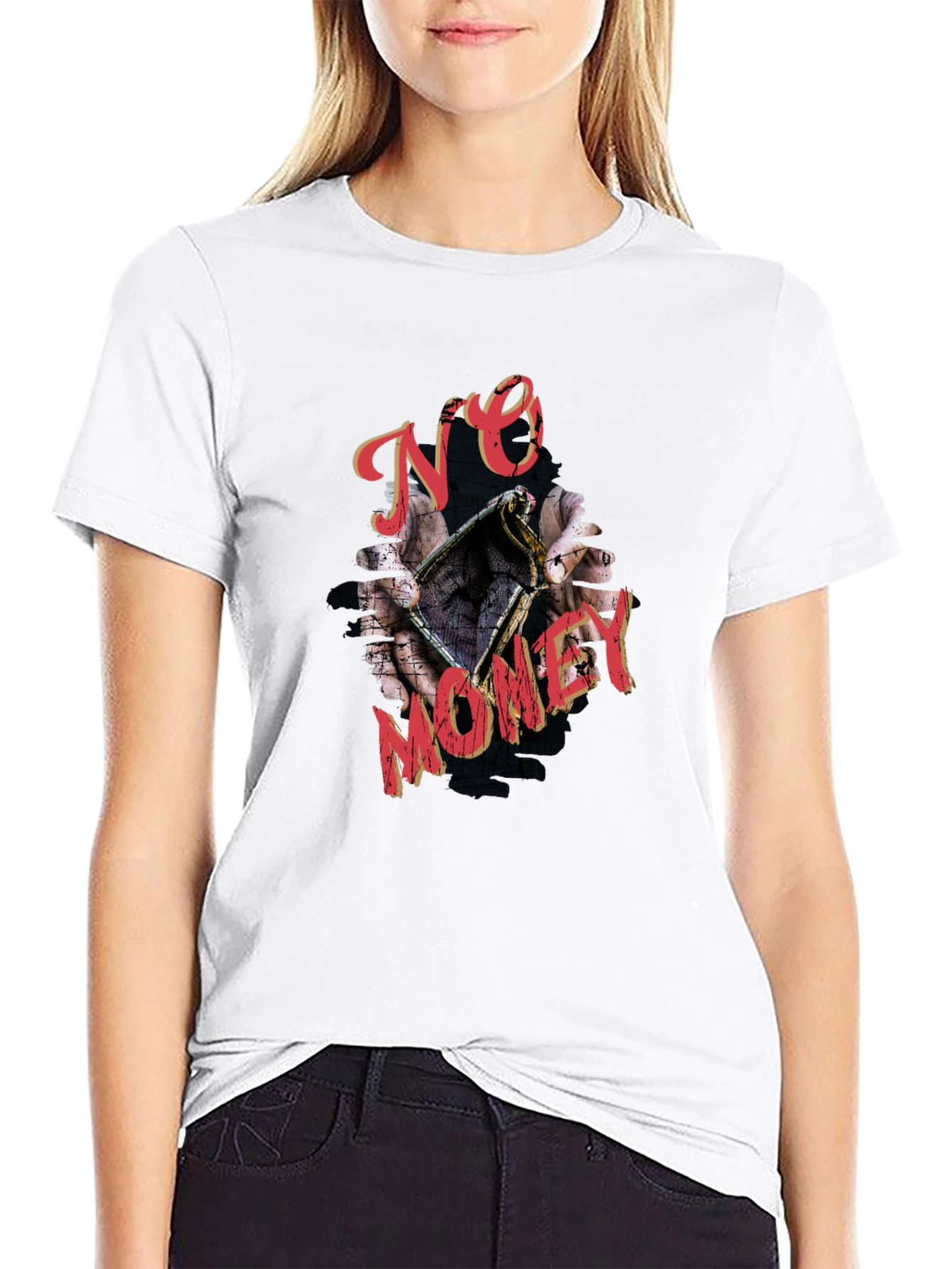 No Money Graphic Print Black T-Shirt