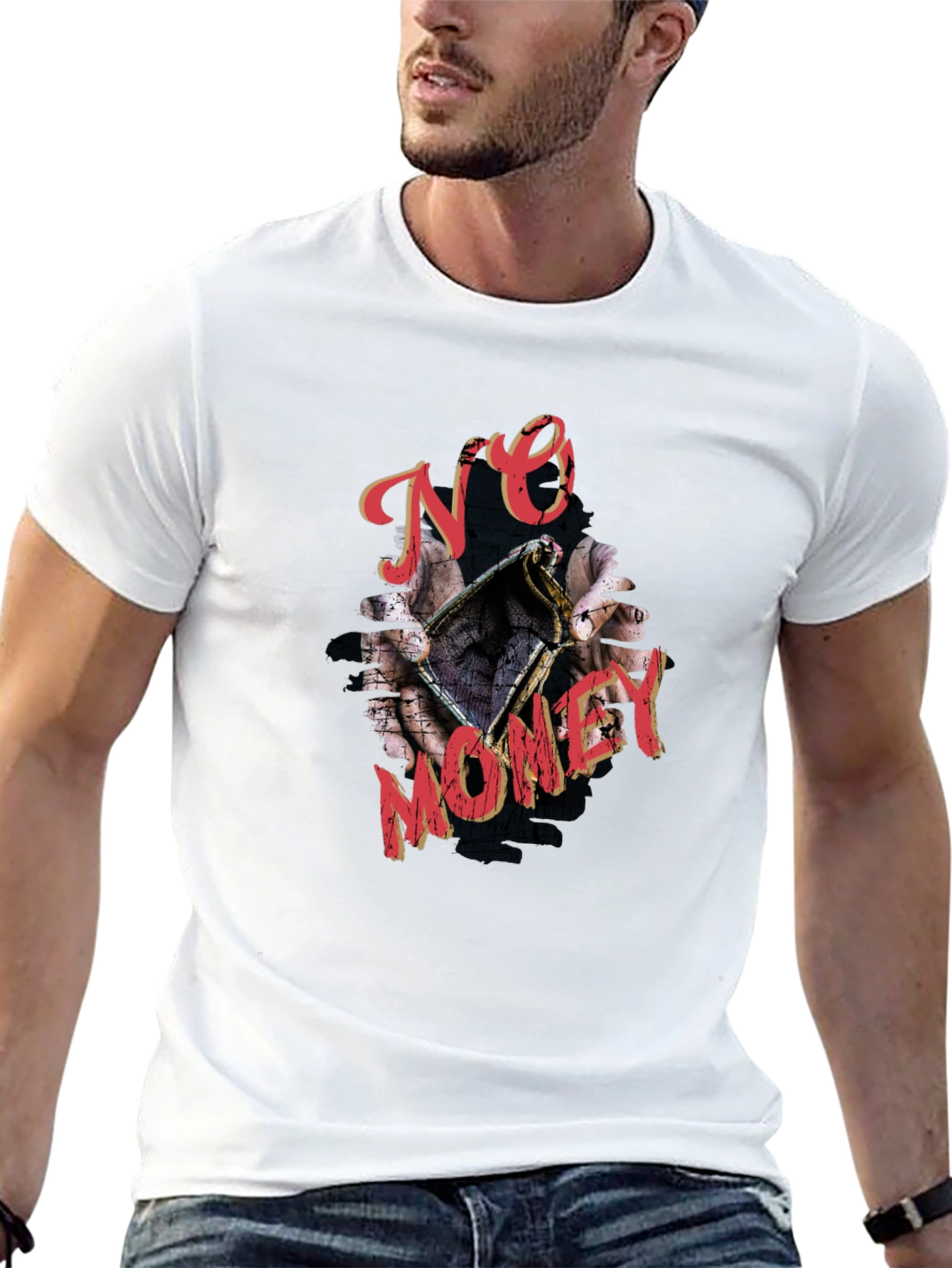 No Money Graphic Print Black T-Shirt