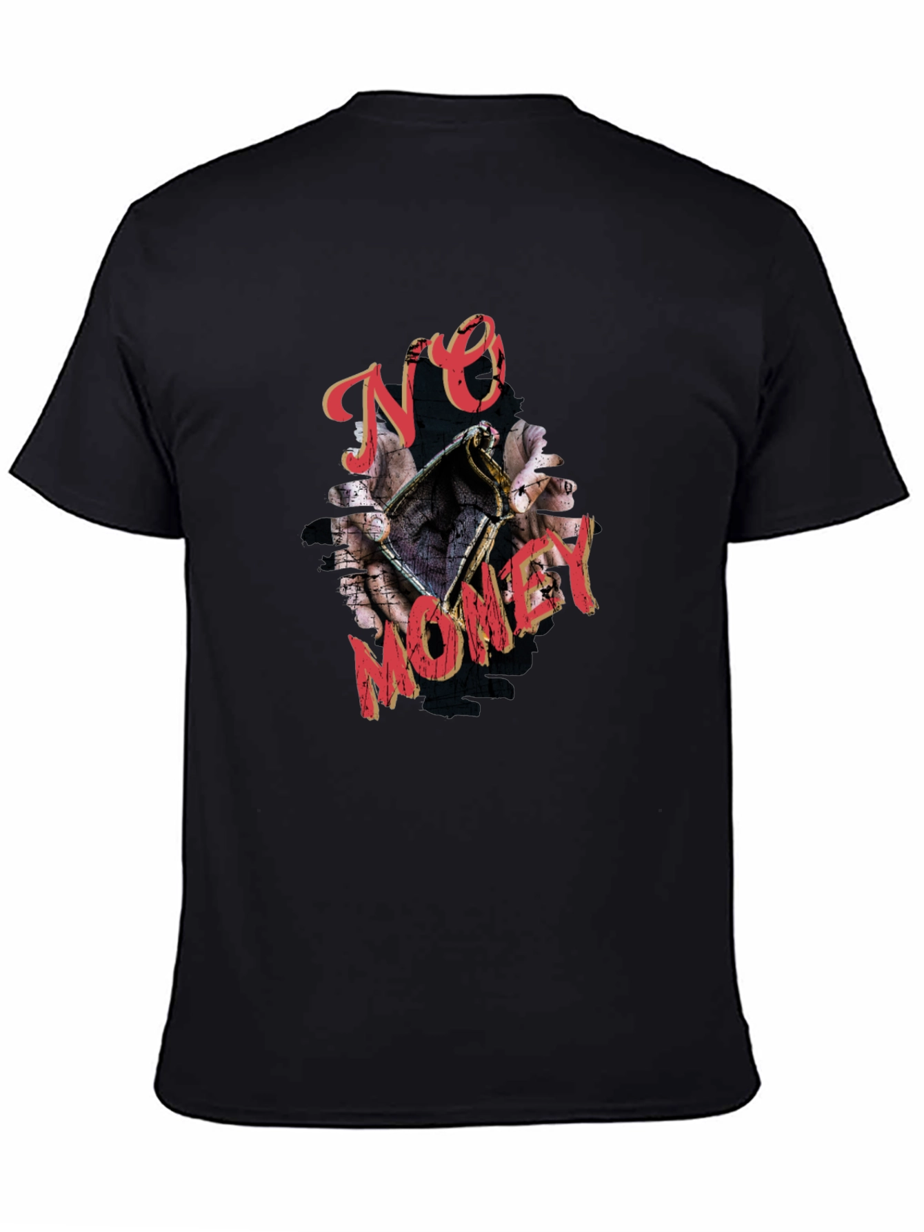 No Money Graphic Print Black T-Shirt