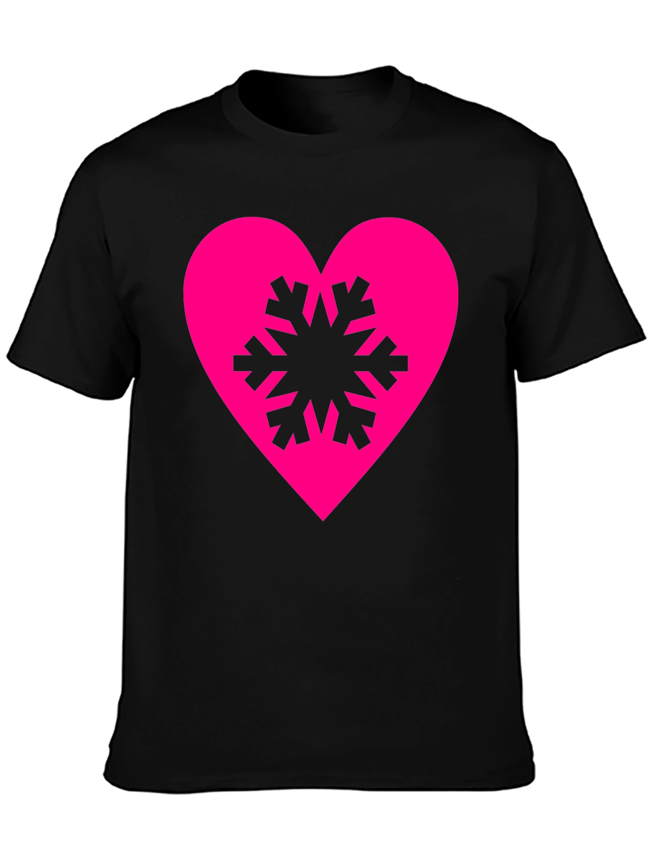 Heart Snowflake Graphic Tee - Stylish Black T-Shirt