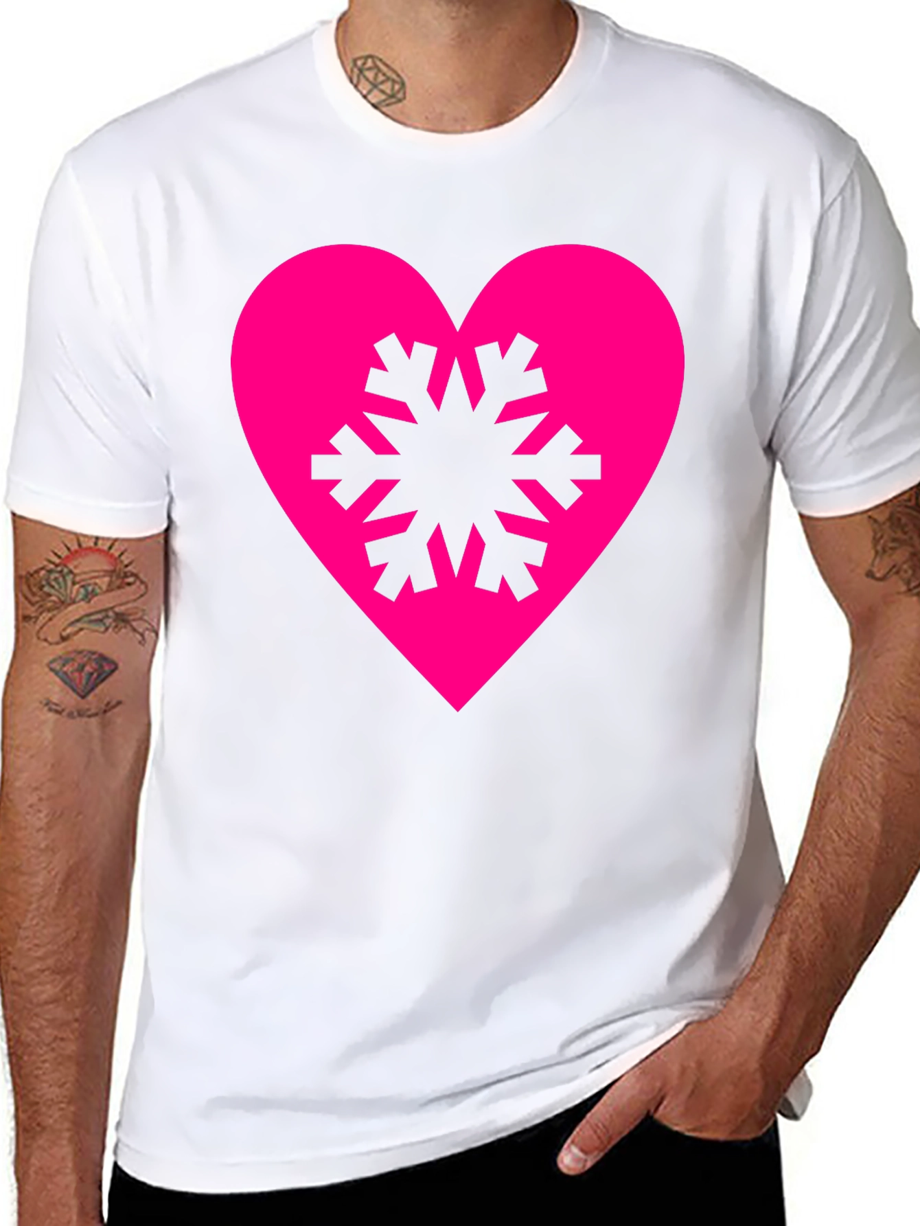 Heart Snowflake Graphic Tee - Stylish Black T-Shirt