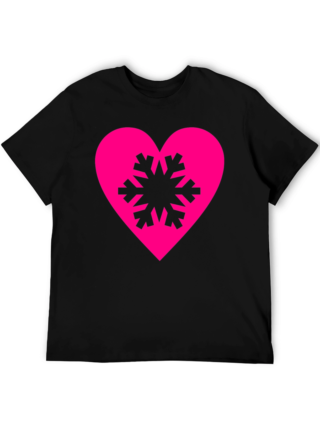 Heart Snowflake Graphic Tee - Stylish Black T-Shirt