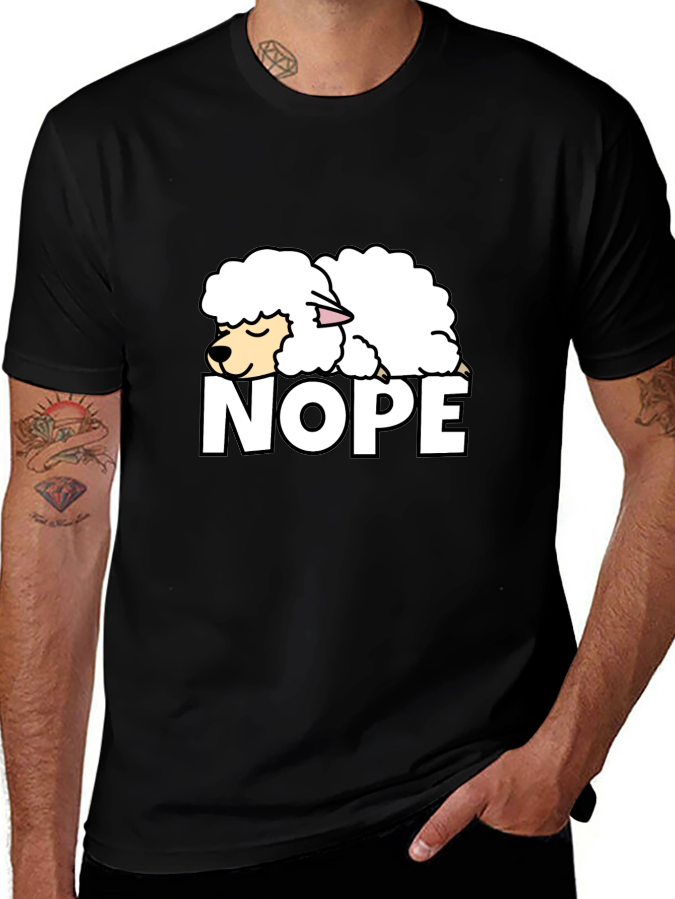 Nope Lazy Sheep T-Shirt - Funny Graphic Tee