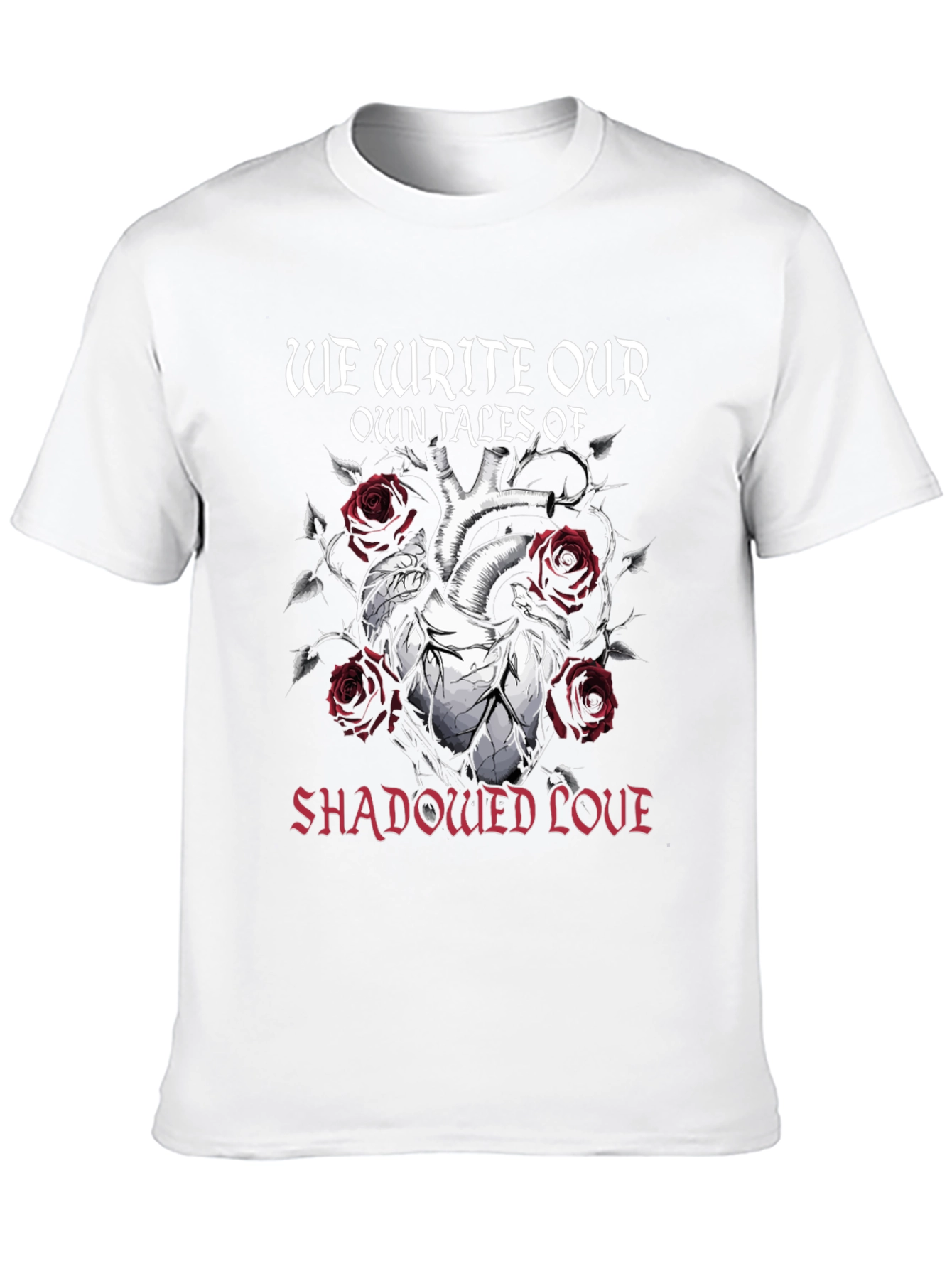 Gothic Shadowed Love Heart Rose T-Shirt