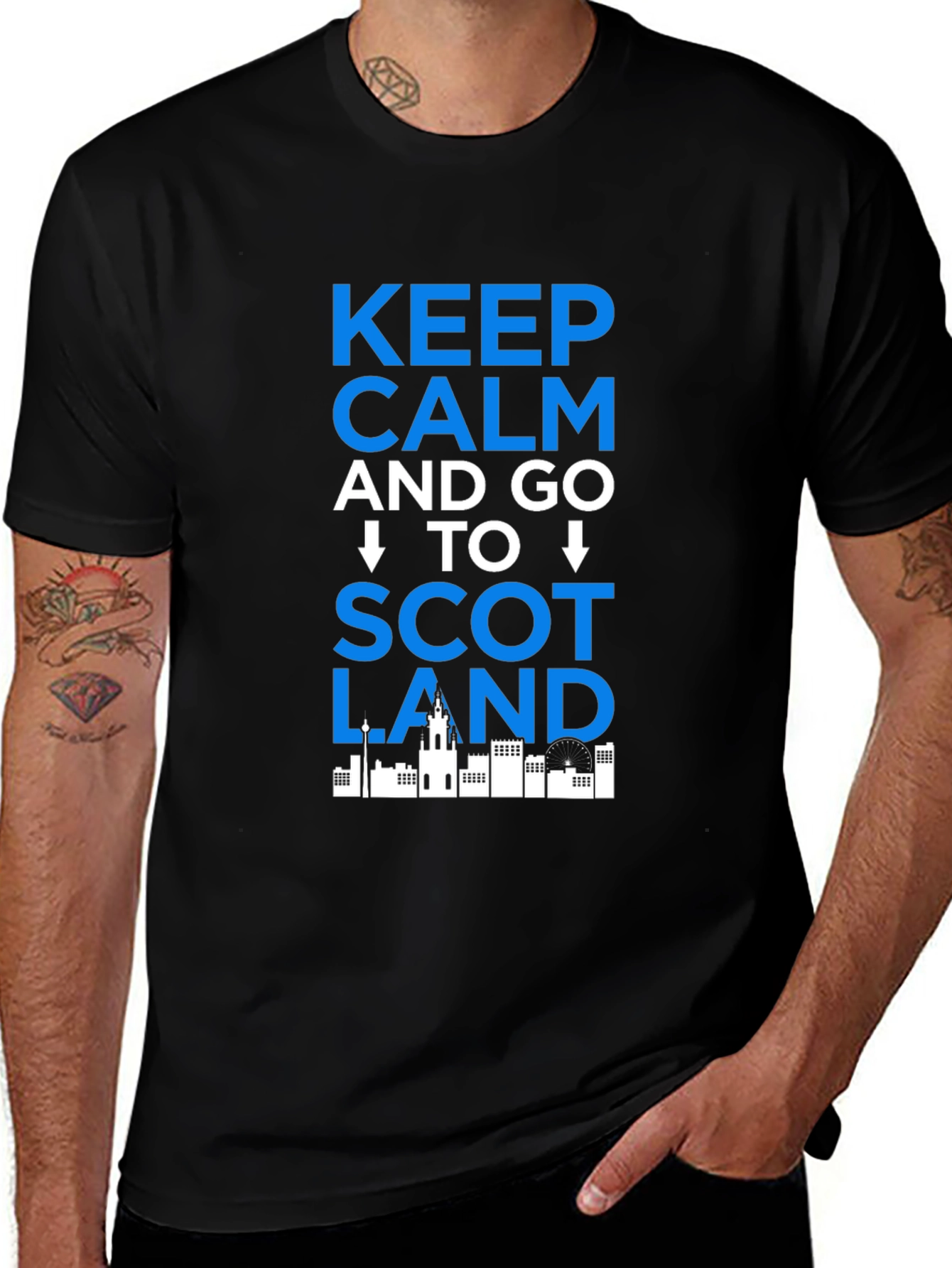 Keep Calm and Go To Scotland Black T-Shirt