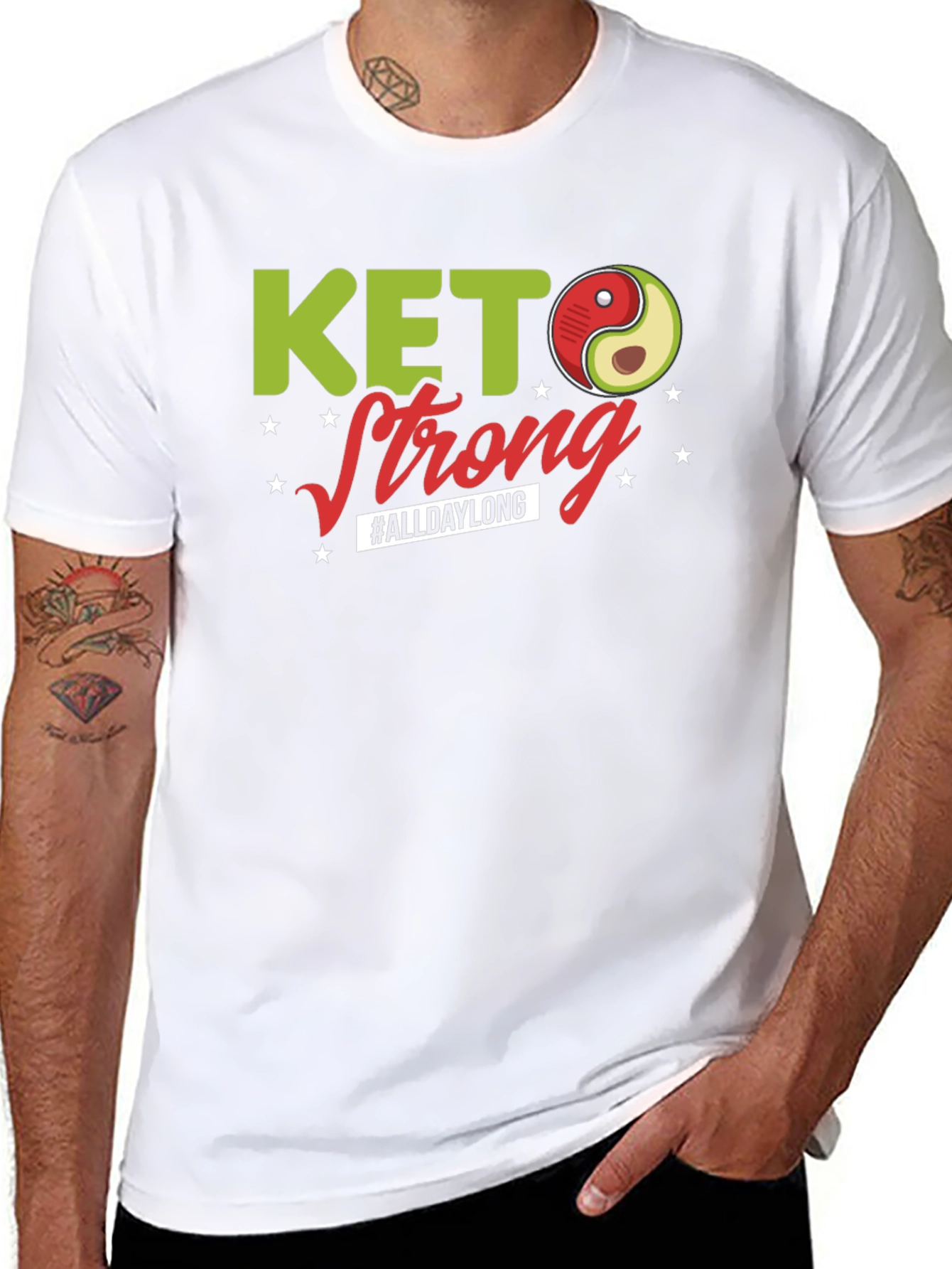 Keto Strong Avocado Yin Yang T-Shirt