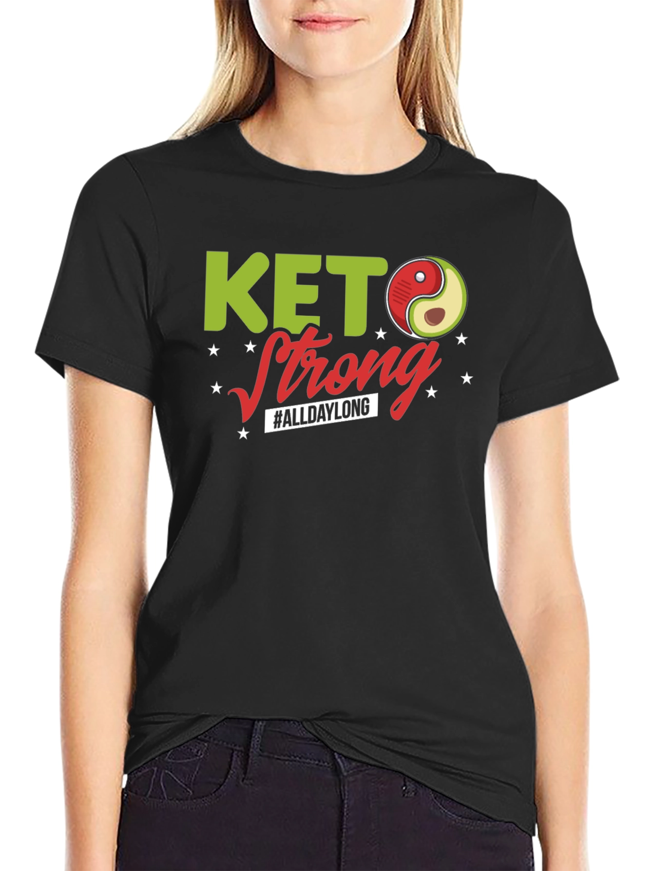 Keto Strong Avocado Yin Yang T-Shirt
