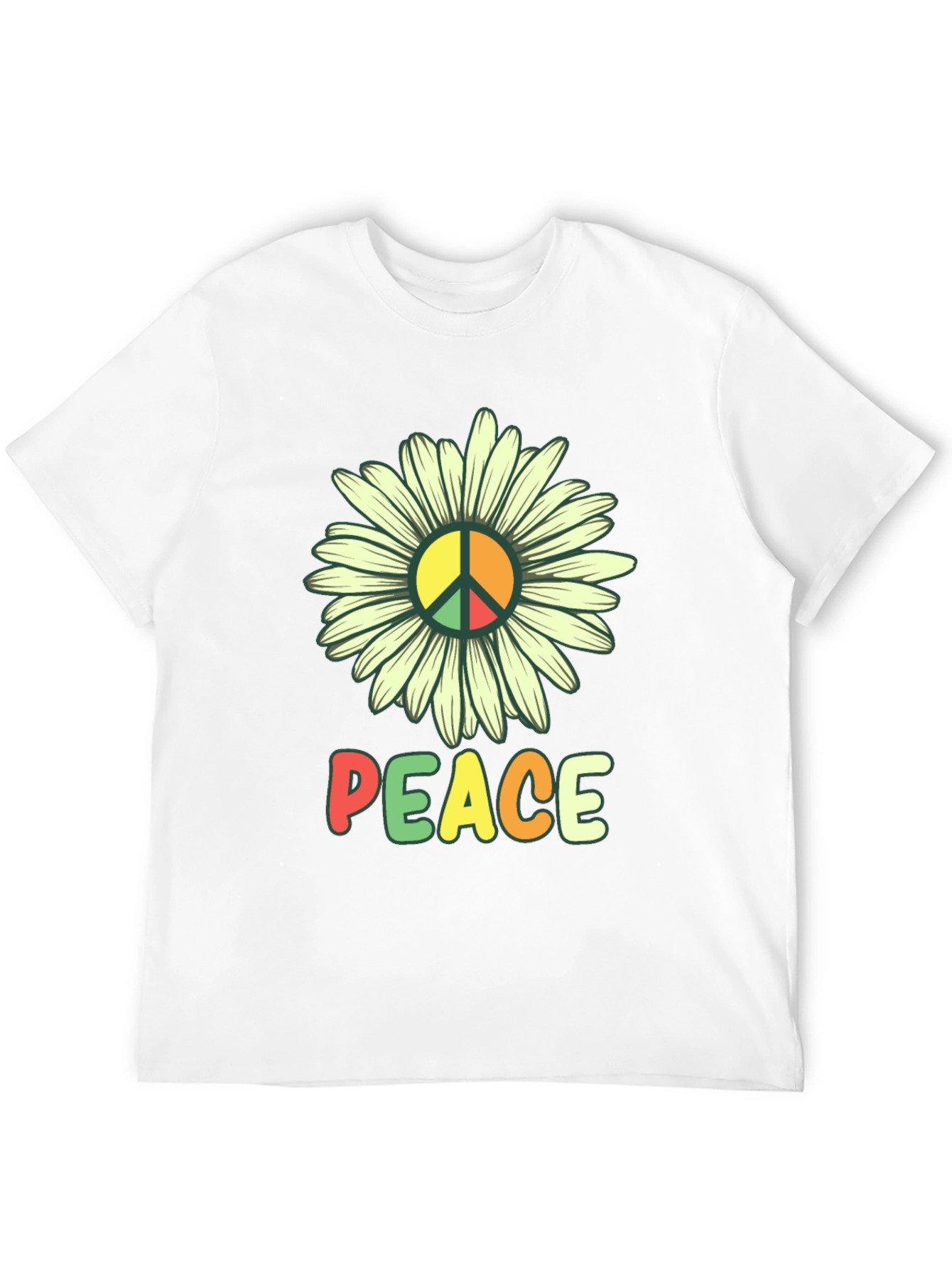 Peace Daisy Graphic Tee - Black Casual T-Shirt