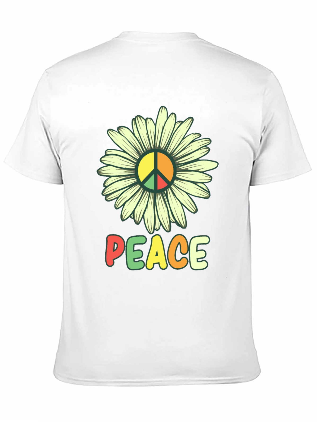 Peace Daisy Graphic Tee - Black Casual T-Shirt