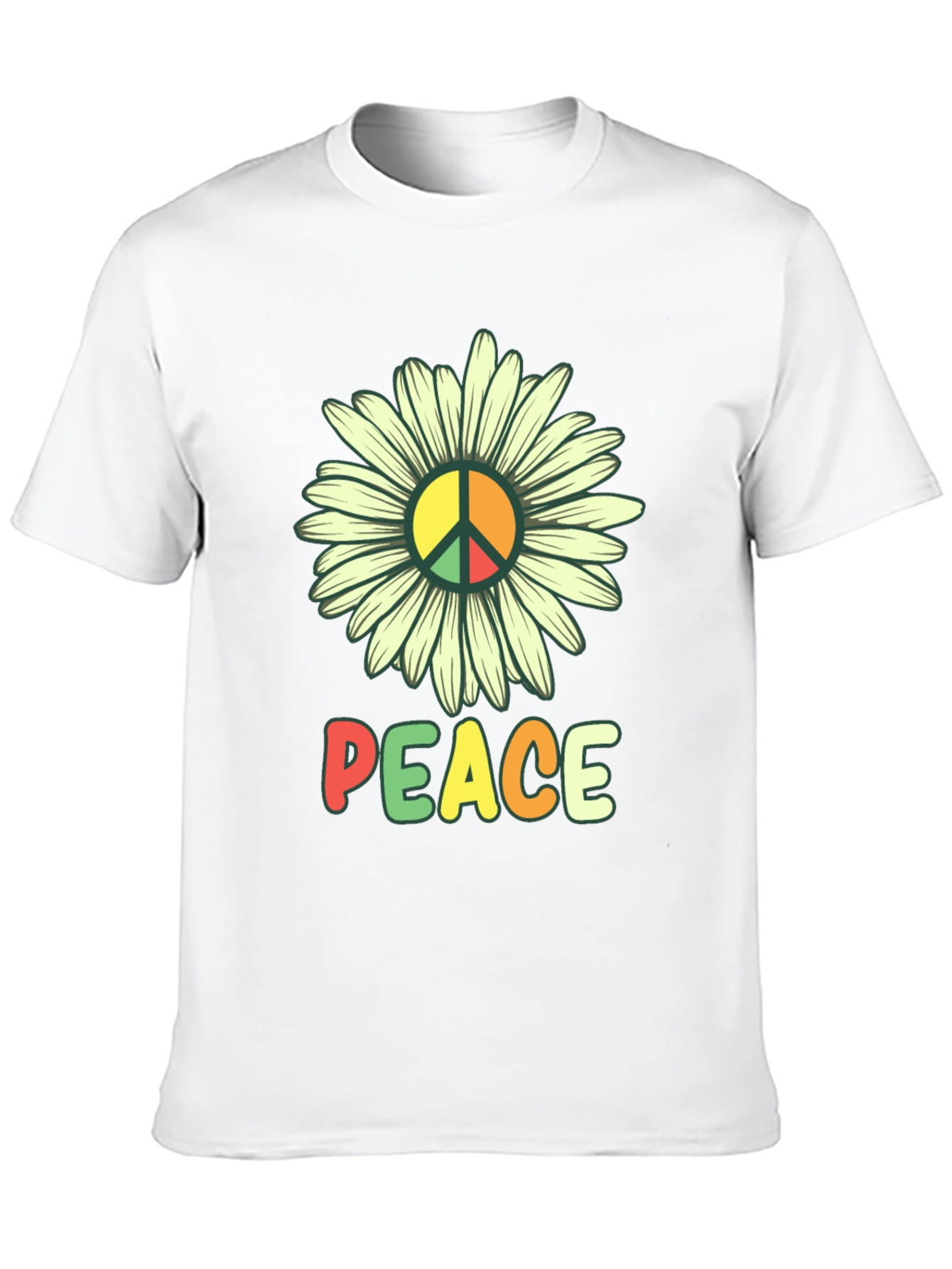 Peace Daisy Graphic Tee - Black Casual T-Shirt