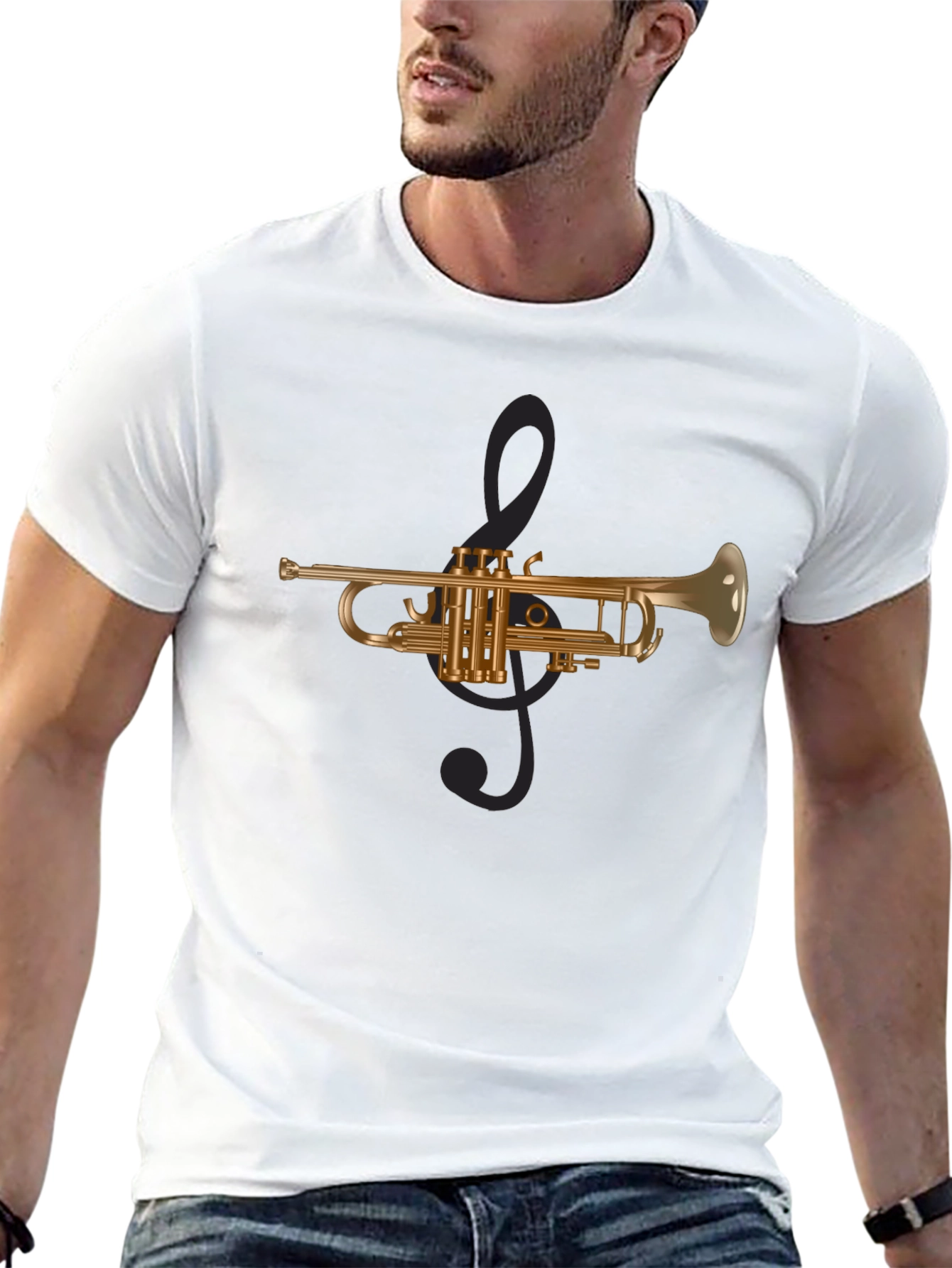 Musical Trumpet Graphic Tee - Black