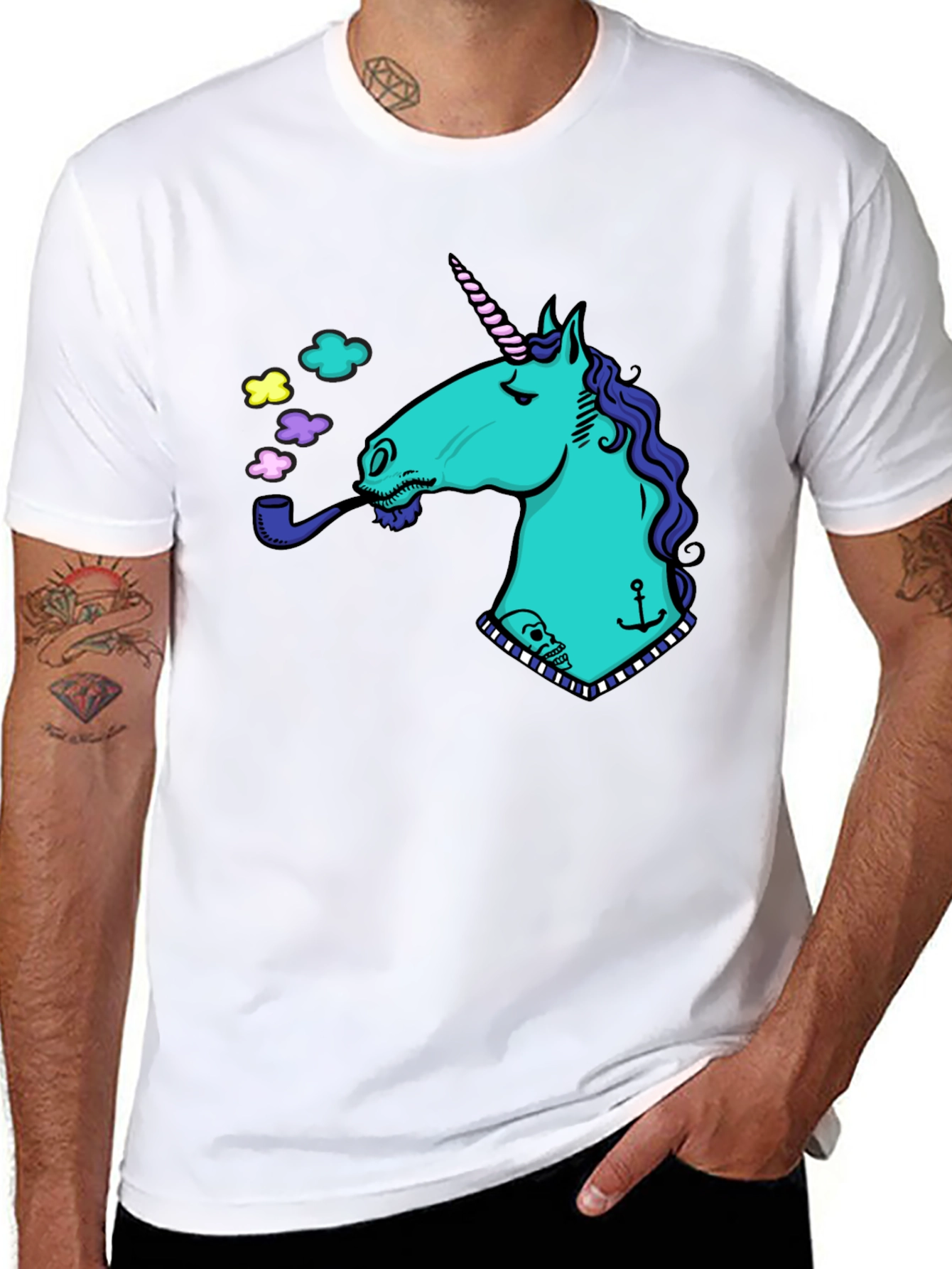 Unicorn Smoking Pipe Graphic T-Shirt