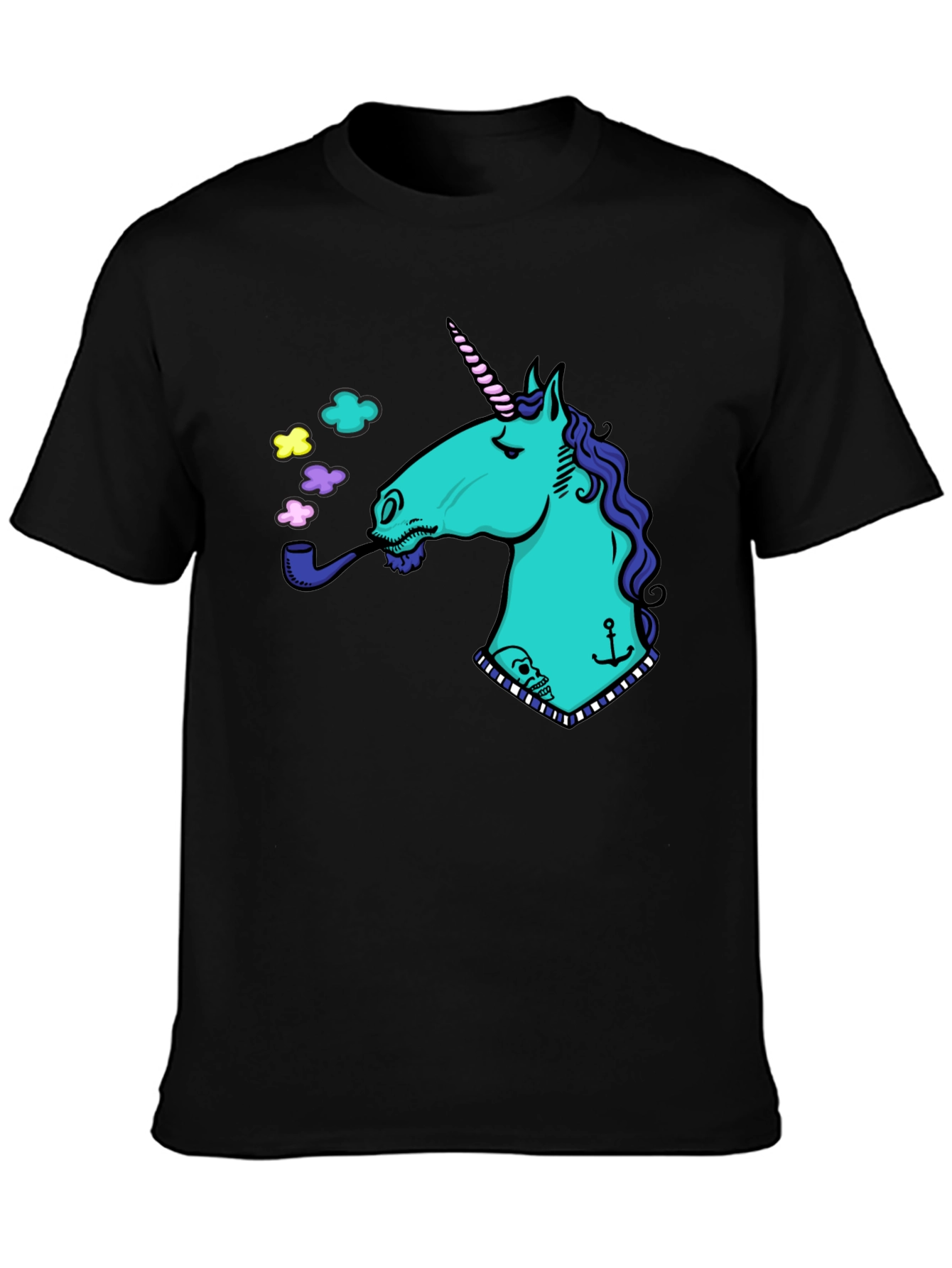 Unicorn Smoking Pipe Graphic T-Shirt