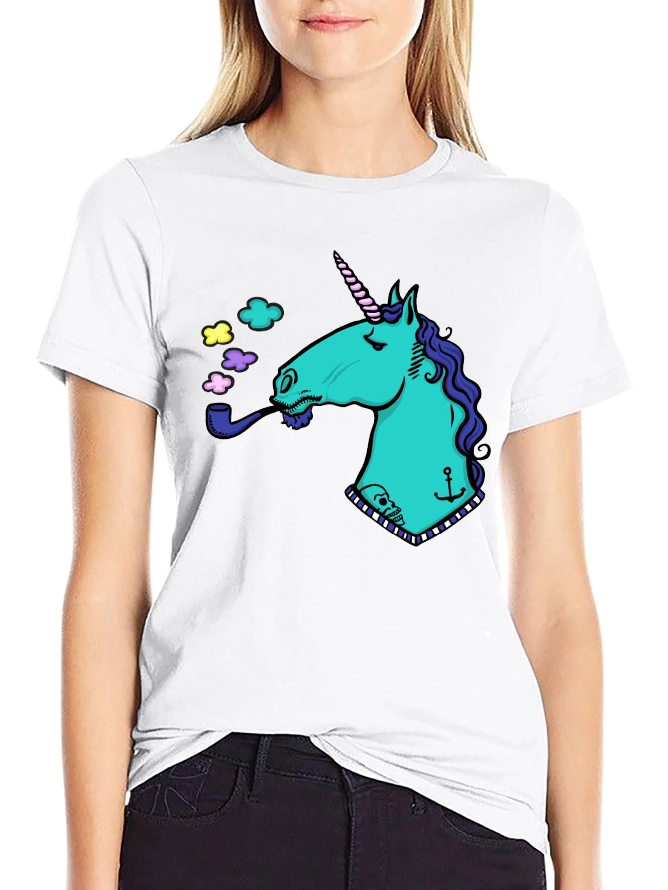 Unicorn Smoking Pipe Graphic T-Shirt