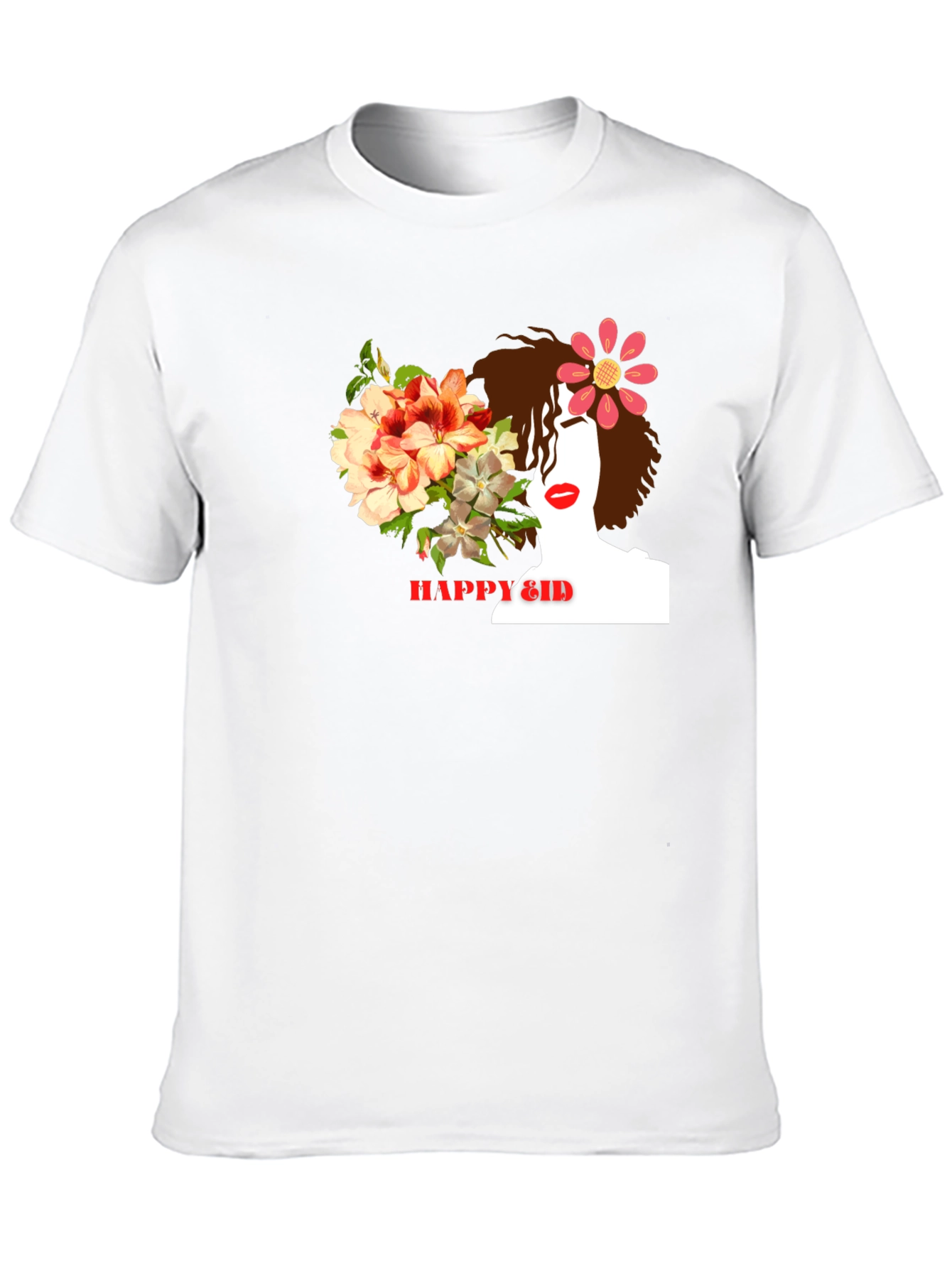 Floral Woman Black T-Shirt