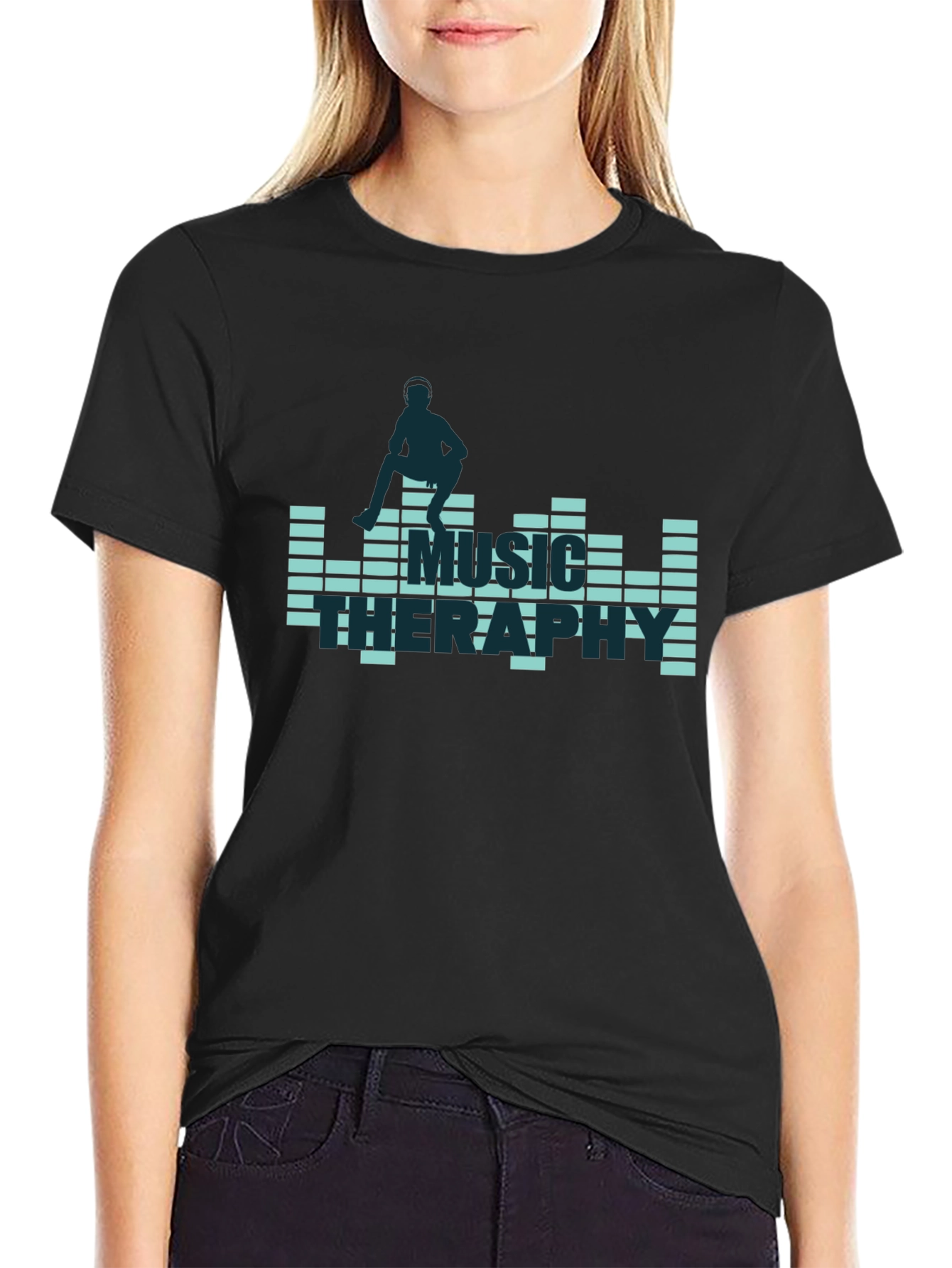 Music Therapy Graphic Tee - Black
