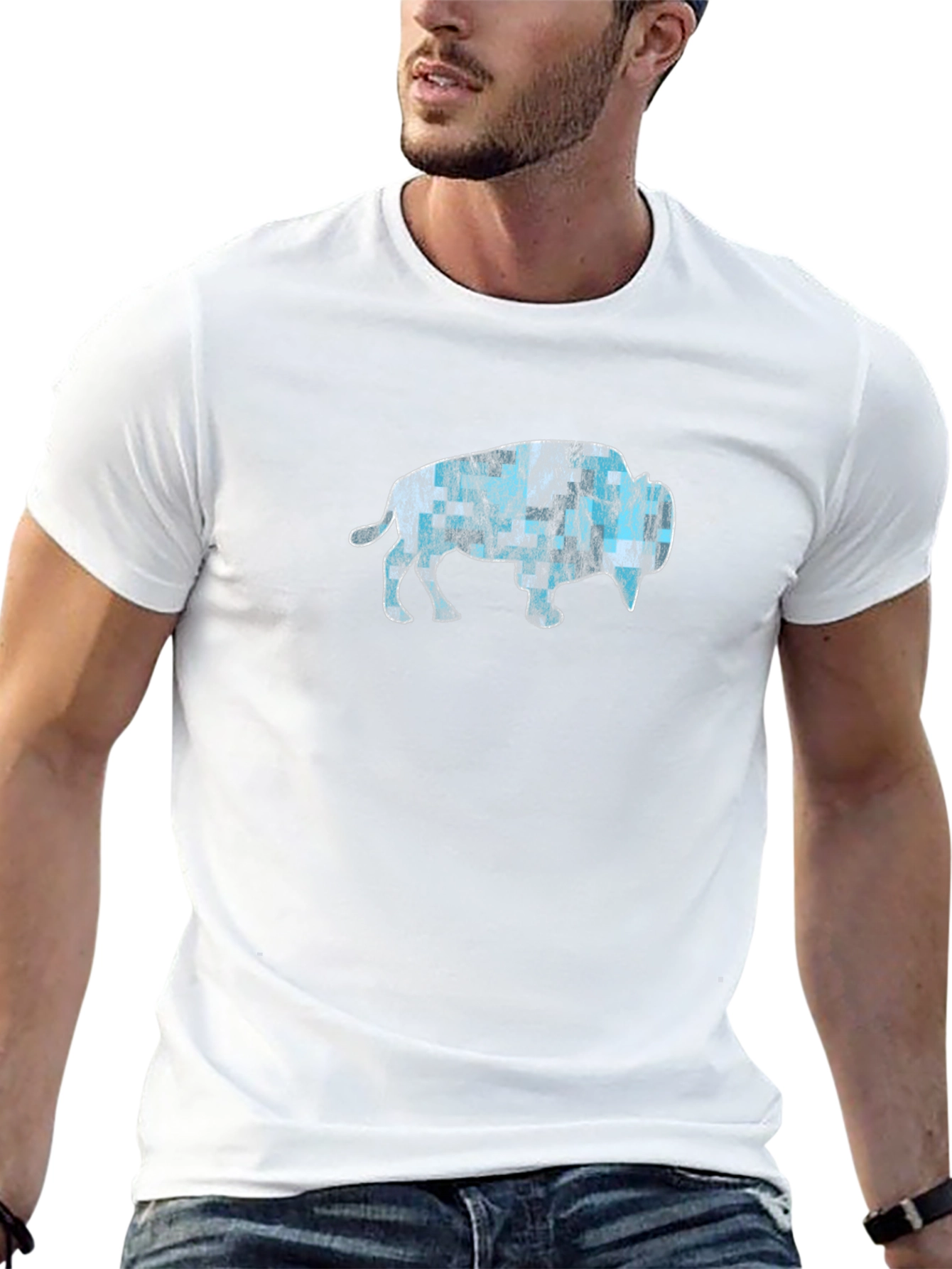 Abstract Buffalo Graphic Mens Black T-Shirt