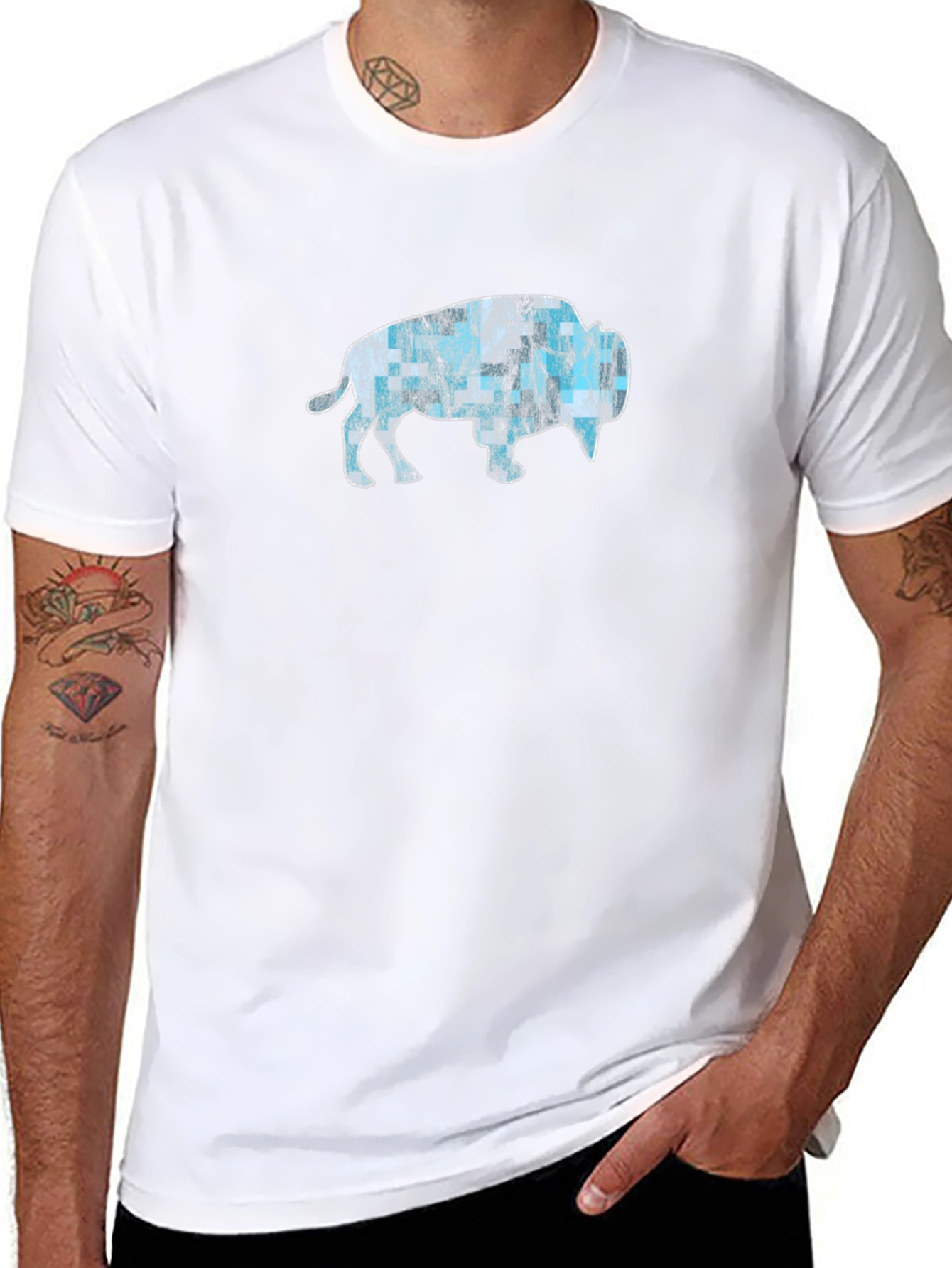 Abstract Buffalo Graphic Mens Black T-Shirt