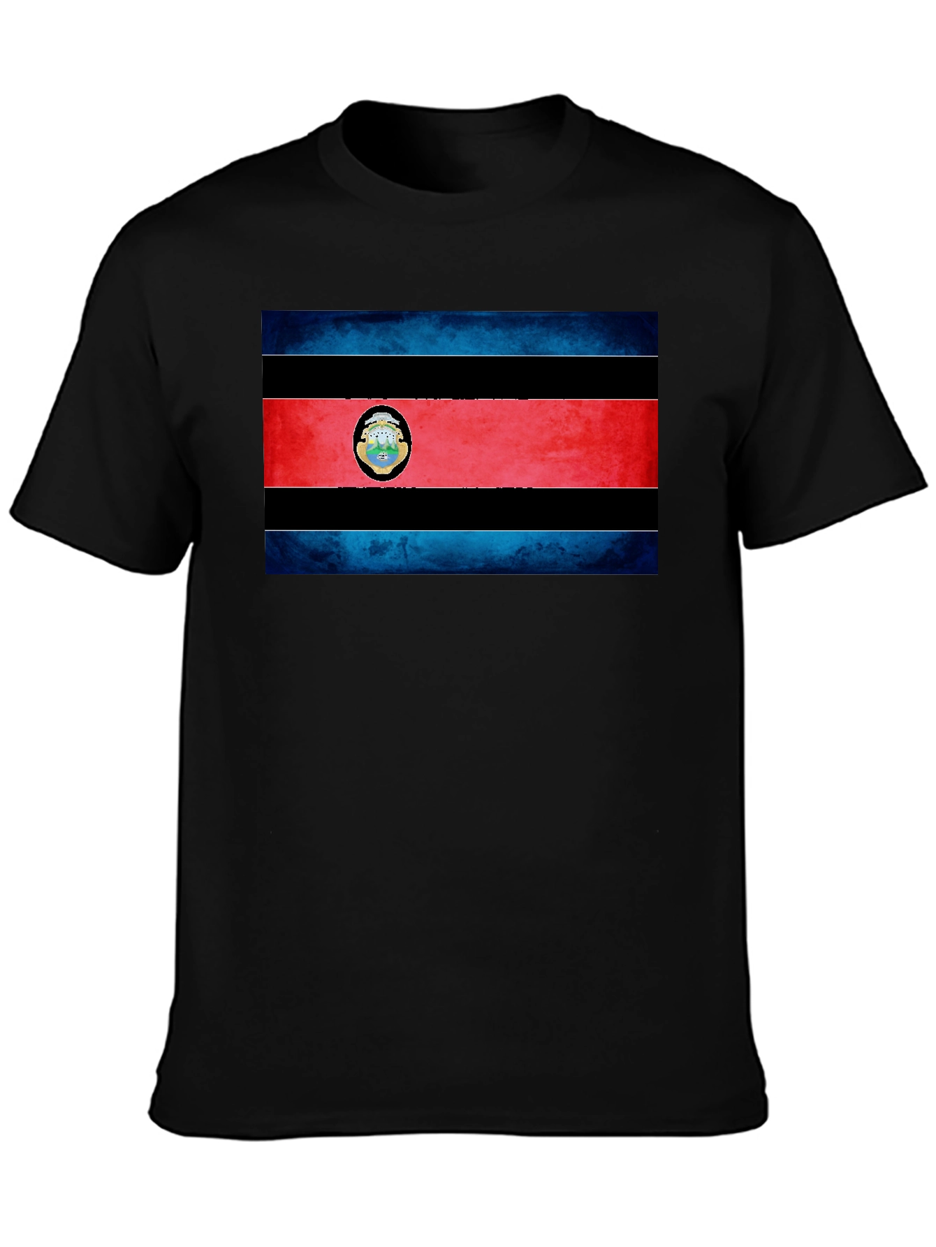 Costa Rica Flag T-Shirt - Black Cotton Tee
