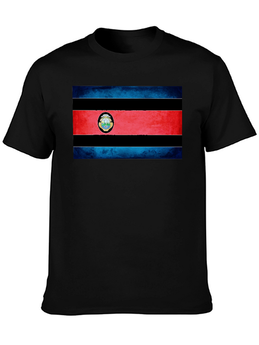 Costa Rica Flag T-Shirt - Black Cotton Tee