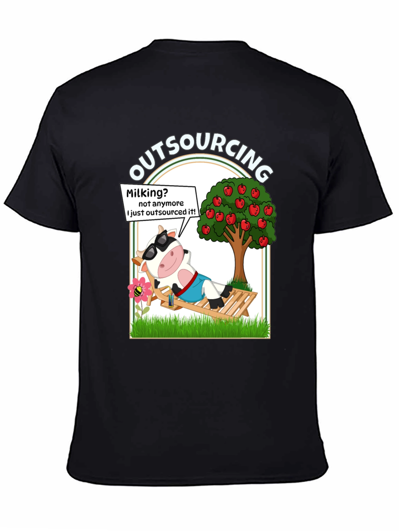 Outsourcing Cow T-Shirt - Funny Lazy Farm Animal Tee