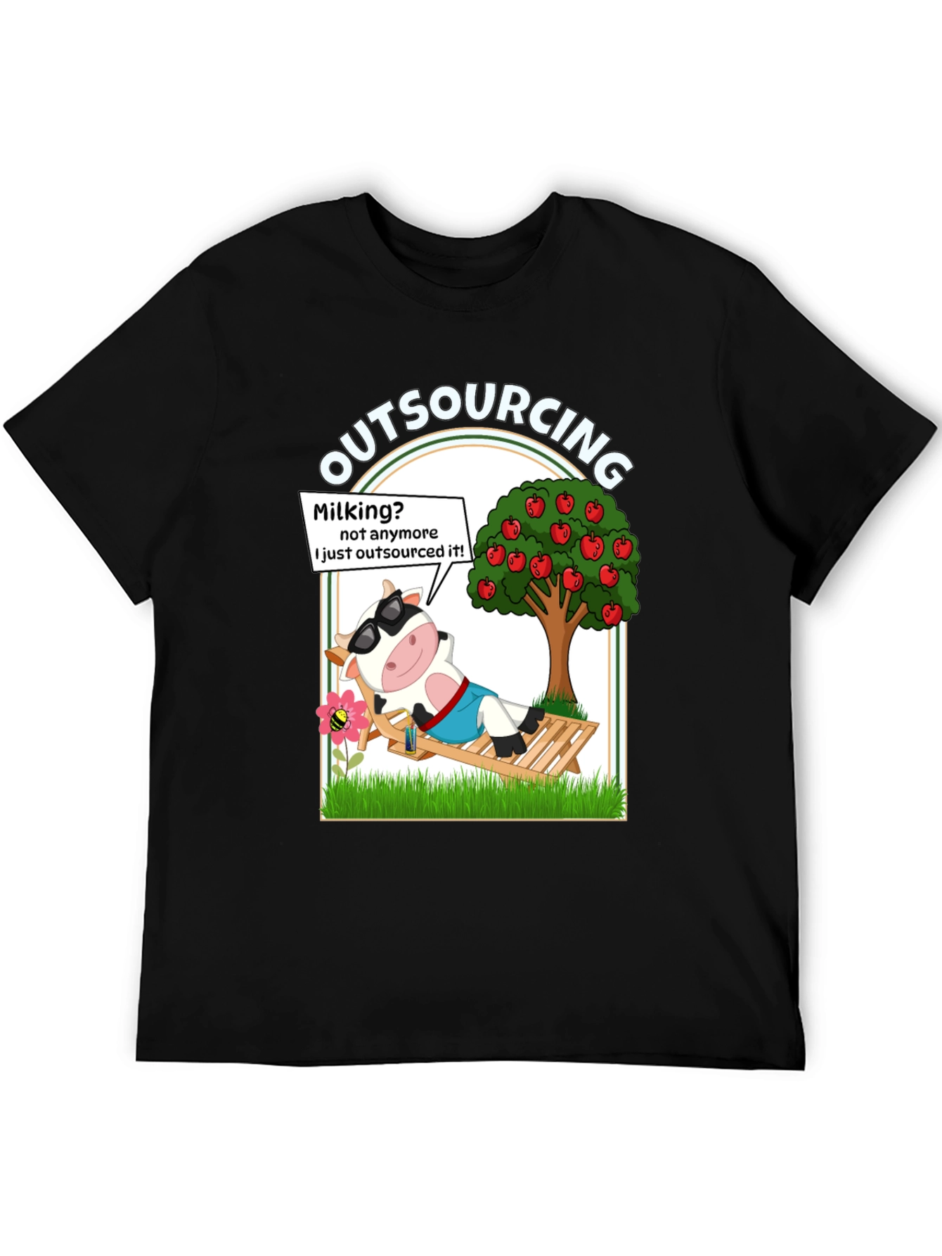 Outsourcing Cow T-Shirt - Funny Lazy Farm Animal Tee