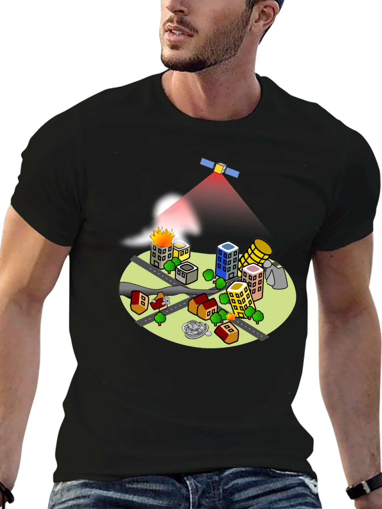 Satellite City T-Shirt - Unique Graphic Tee