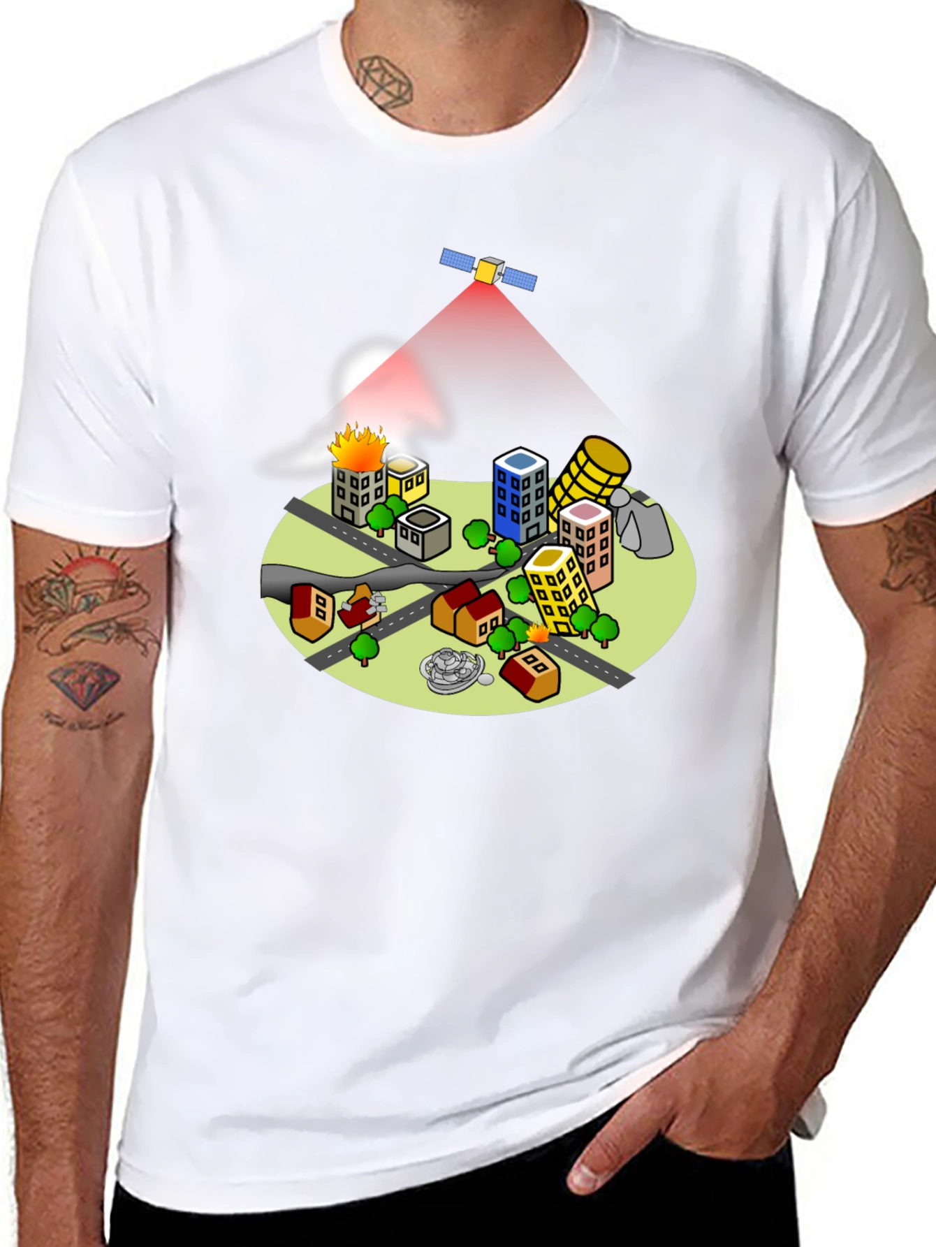 Satellite City T-Shirt - Unique Graphic Tee