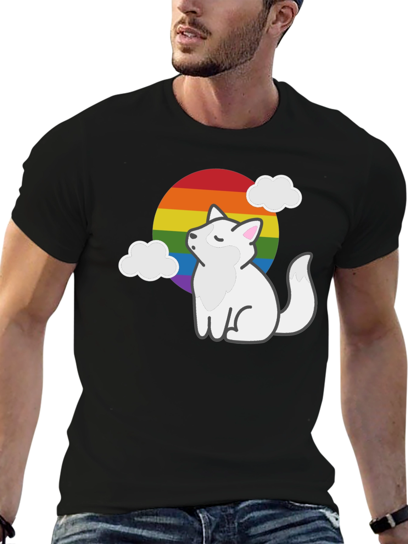 Rainbow Pride Fox Black T-Shirt