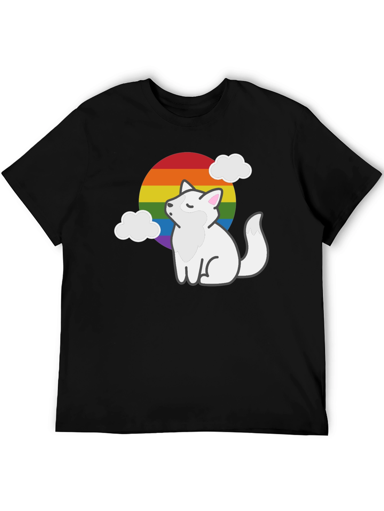 Rainbow Pride Fox Black T-Shirt