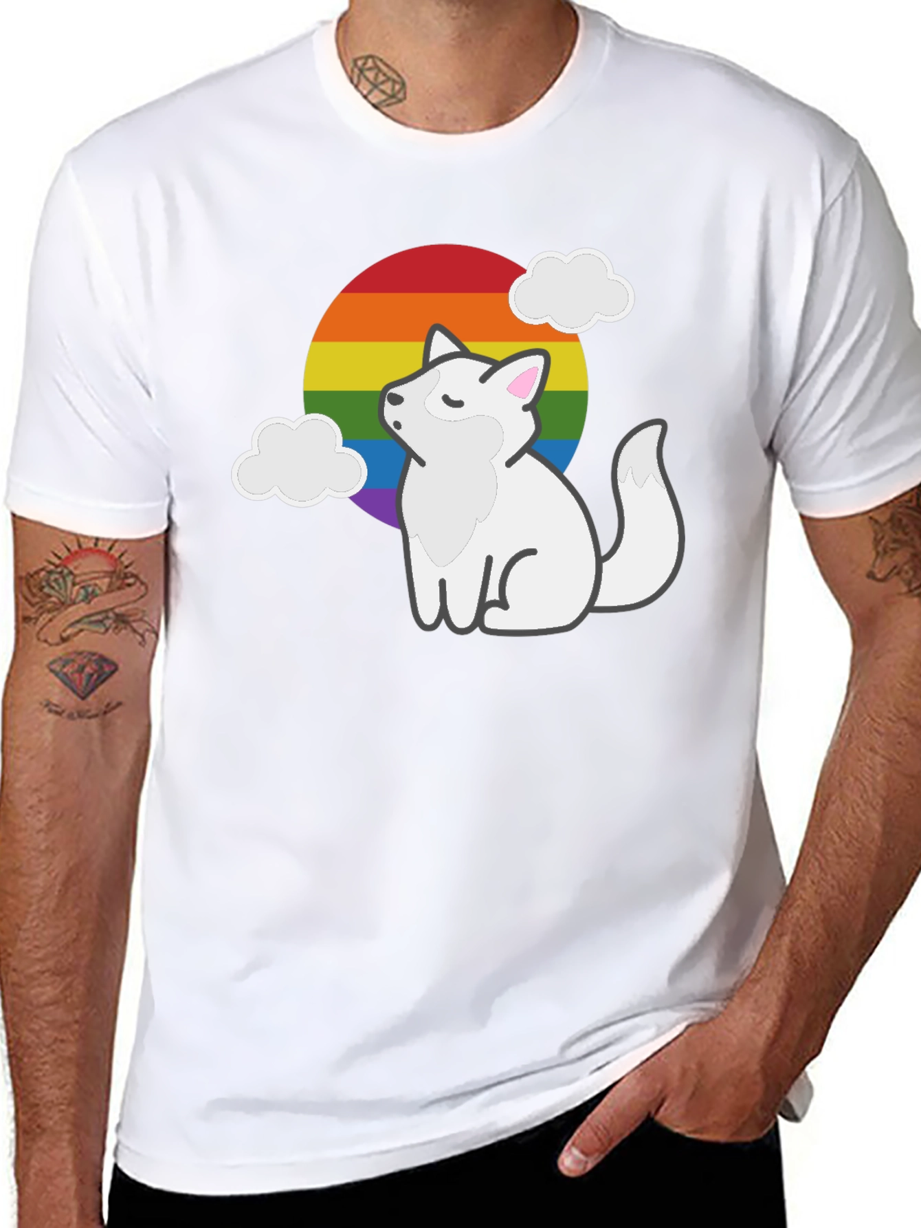Rainbow Pride Fox Black T-Shirt