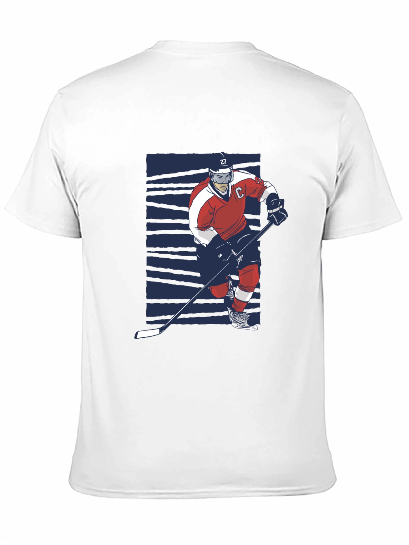 Hockey Player Graphic Tee - Black Cotton T-Shirt
