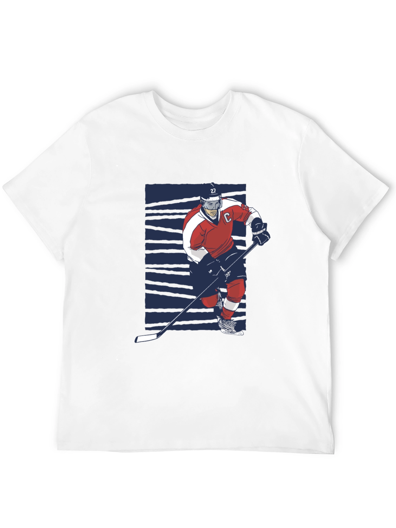 Hockey Player Graphic Tee - Black Cotton T-Shirt