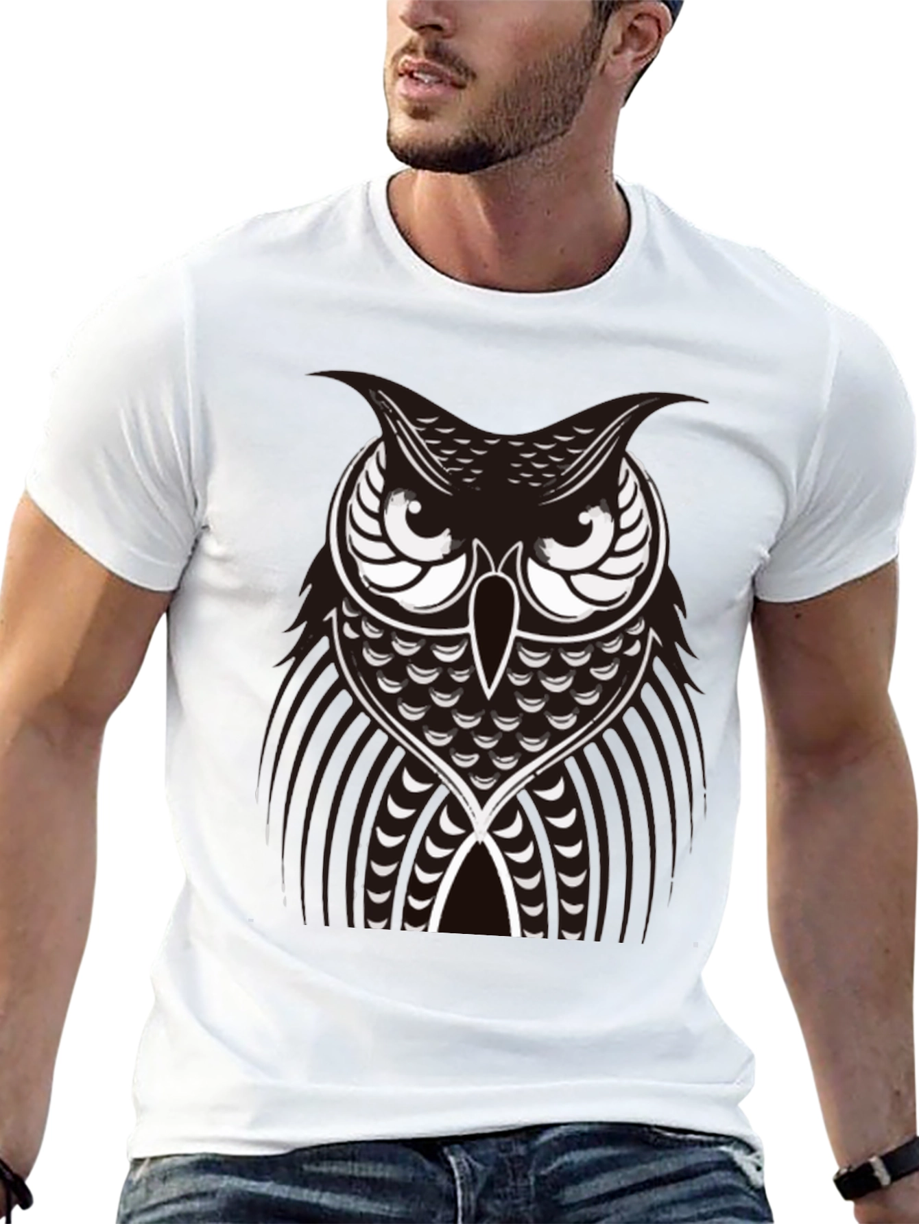Owl Graphic Black T-Shirt - Unique Design